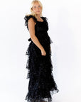 Lana Embroidered Ruffle Maxi · Black