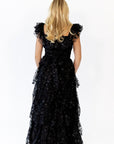 Lana Embroidered Ruffle Maxi · Black