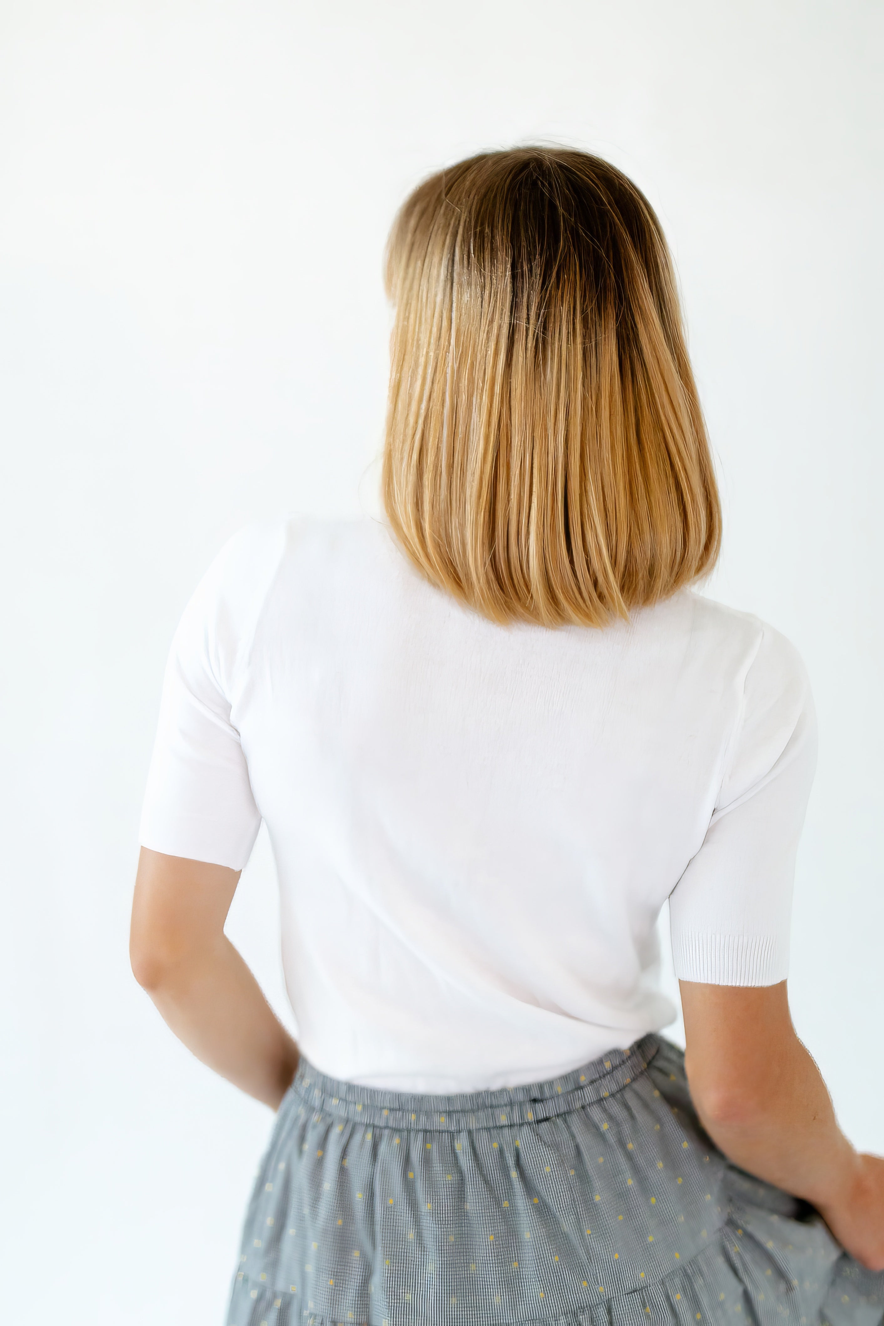 Ilona Knit Half-Sleeve Top · White