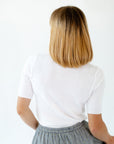 Ilona Knit Half-Sleeve Top · White