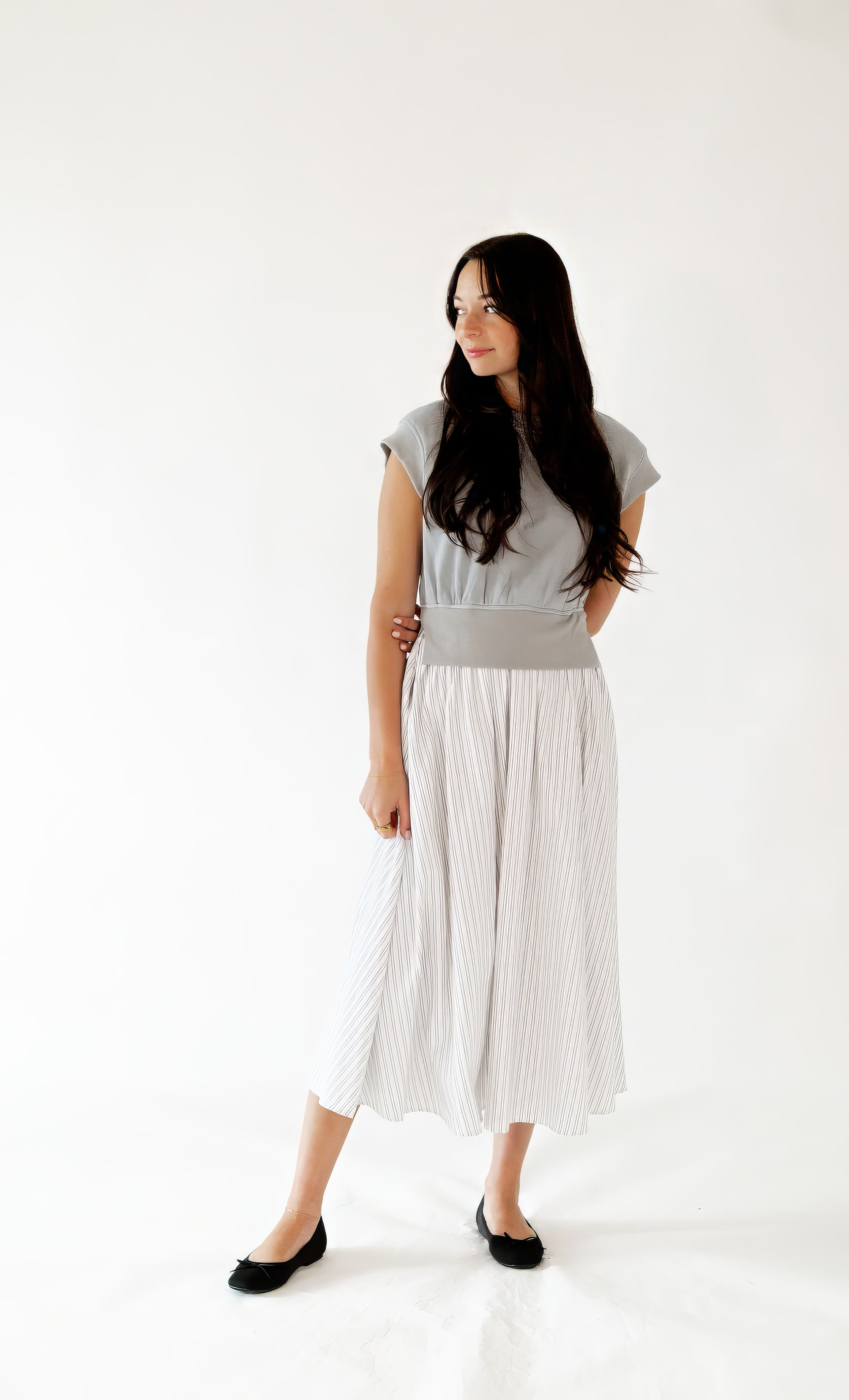 Gwen Mixed Media Striped Dress