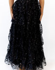 Lana Embroidered Ruffle Maxi · Black