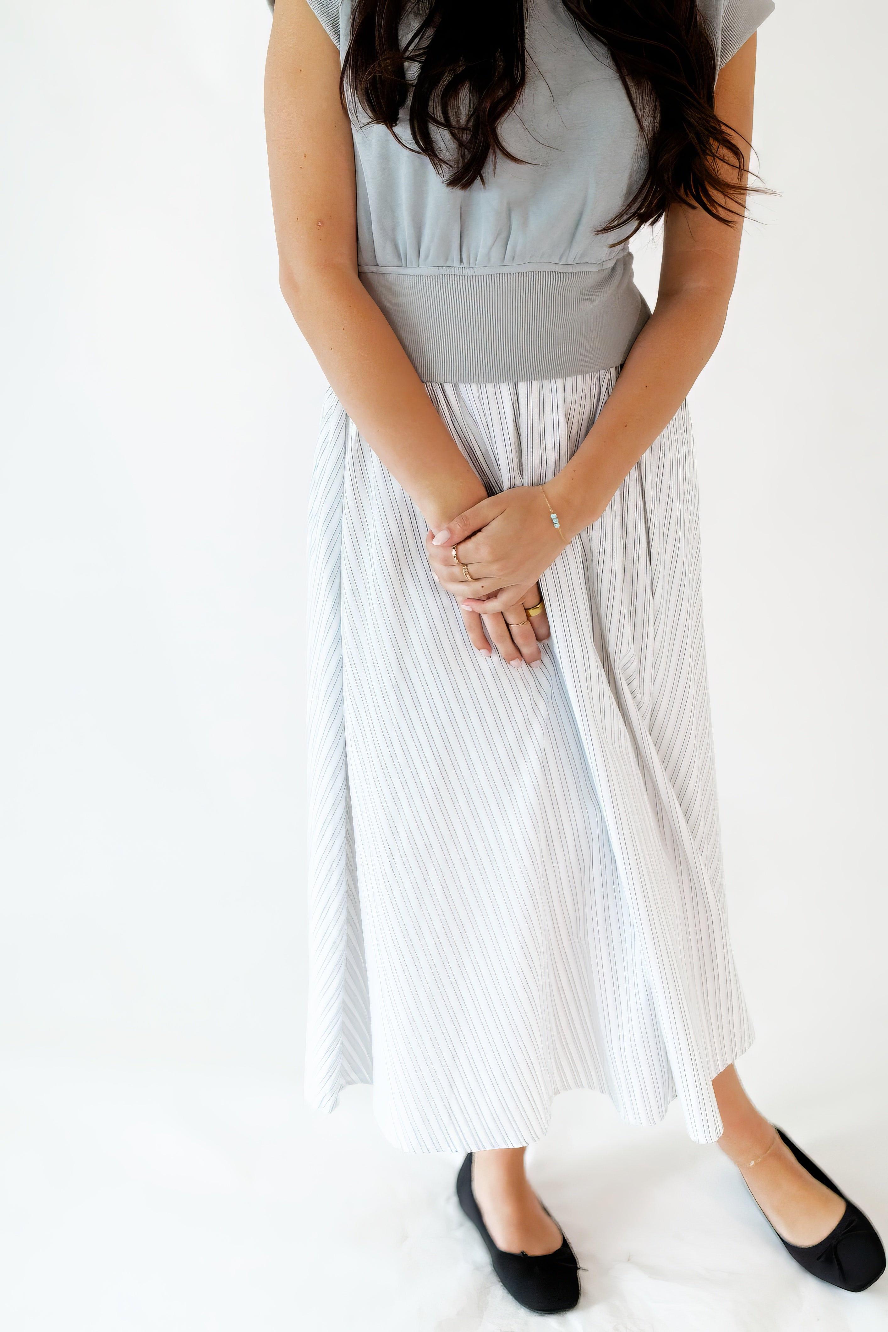 Gwen Mixed Media Striped Dress