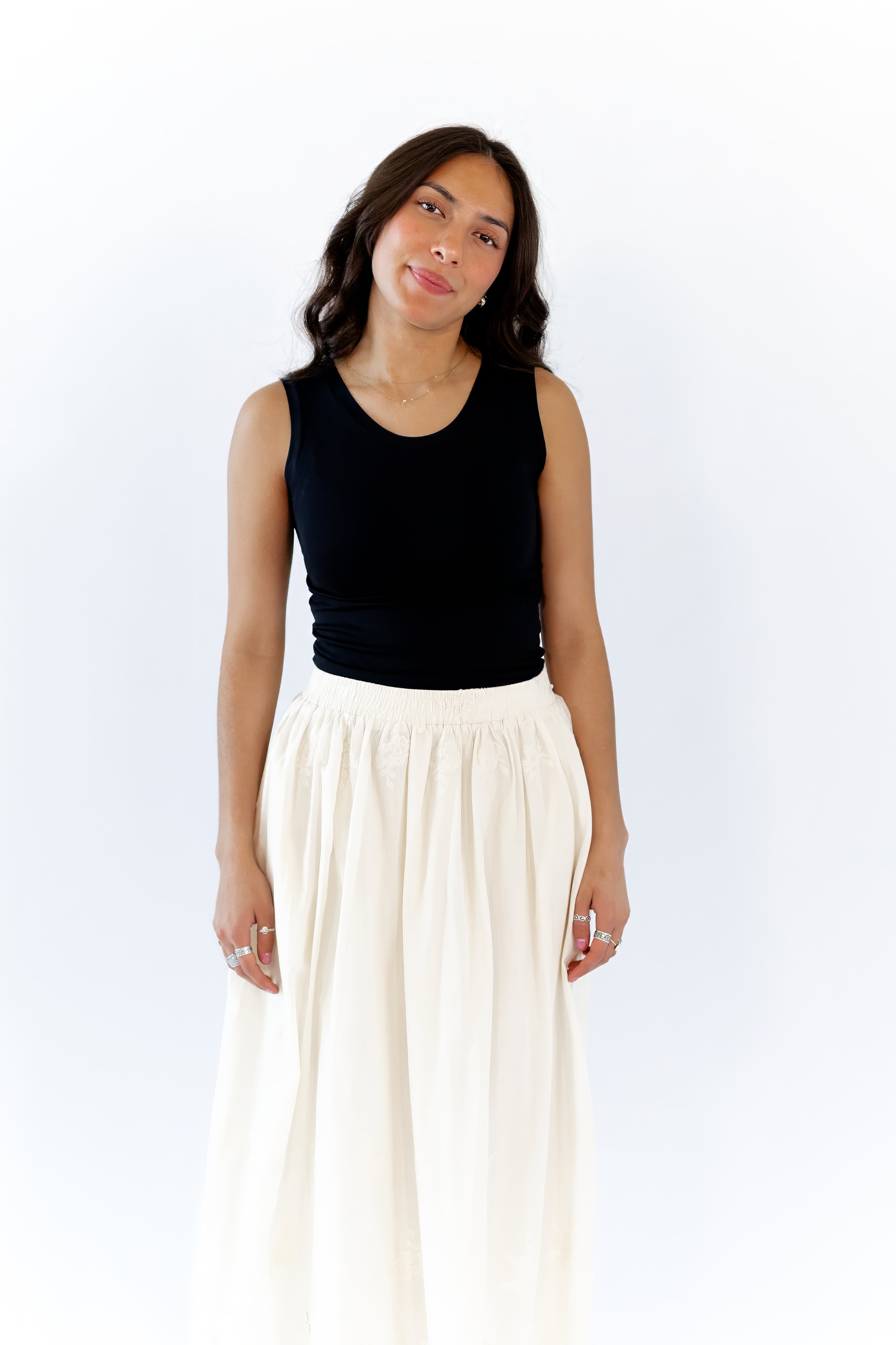 Serene Cotton Embroidered Skirt