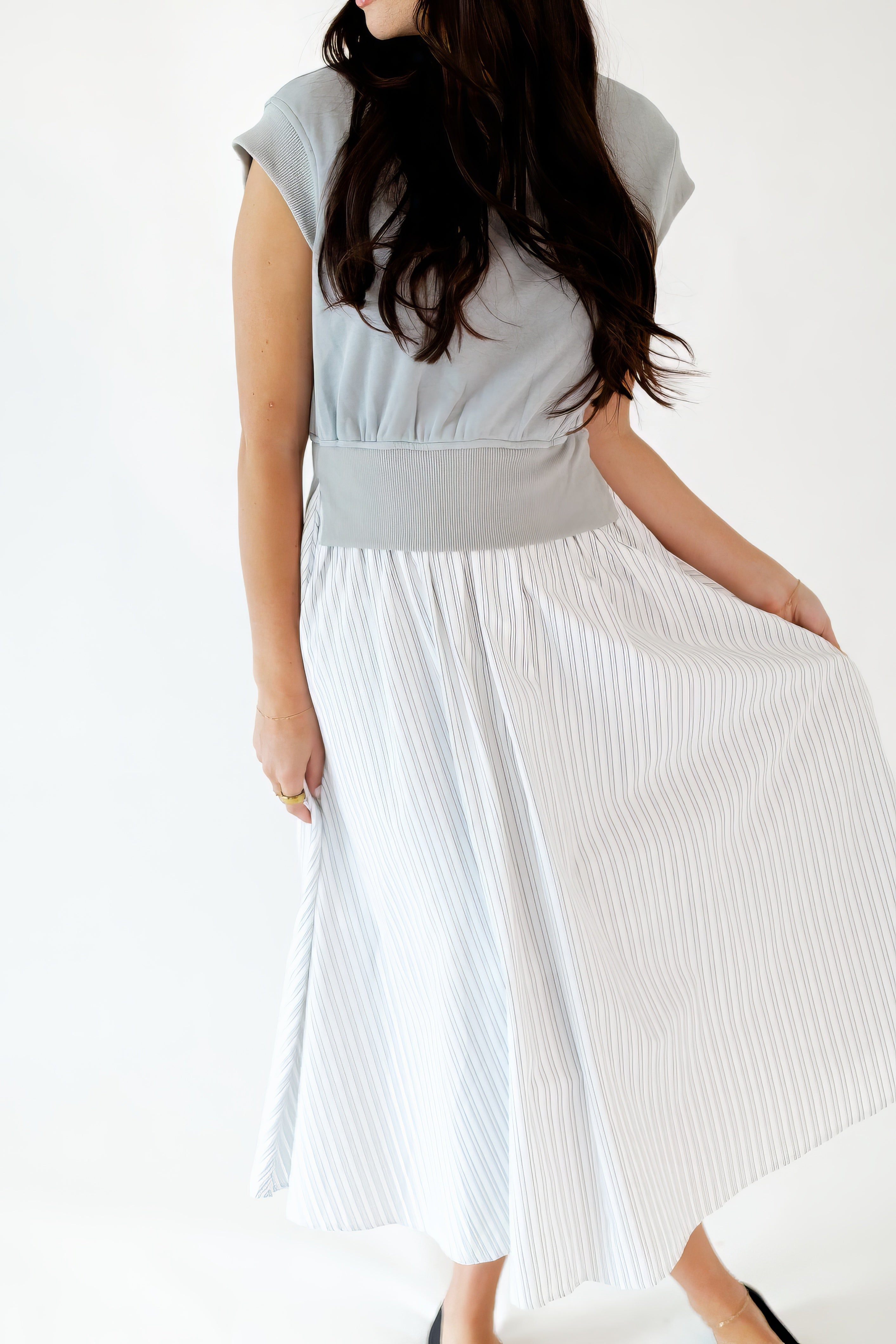 Gwen Mixed Media Striped Dress