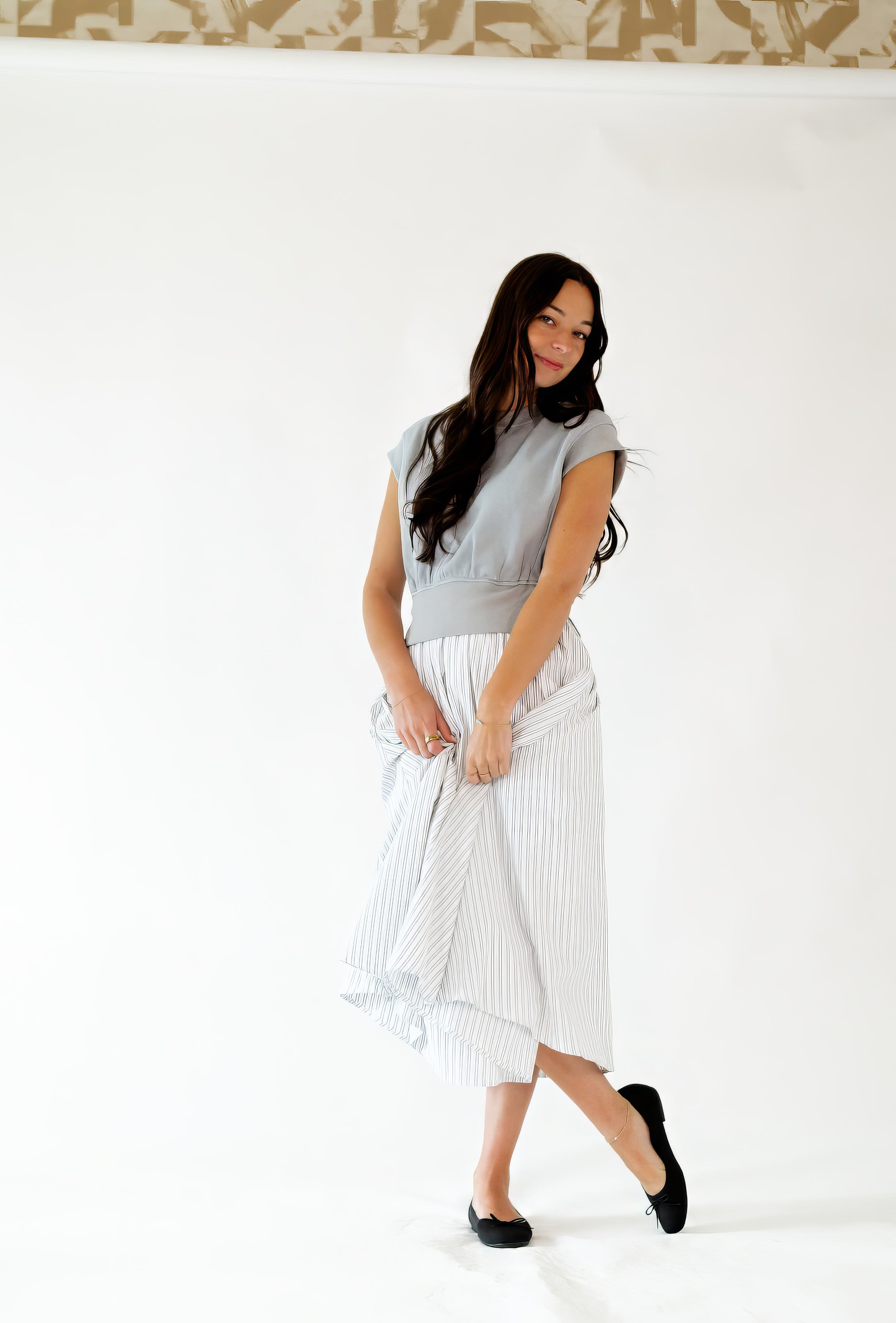 Gwen Mixed Media Striped Dress