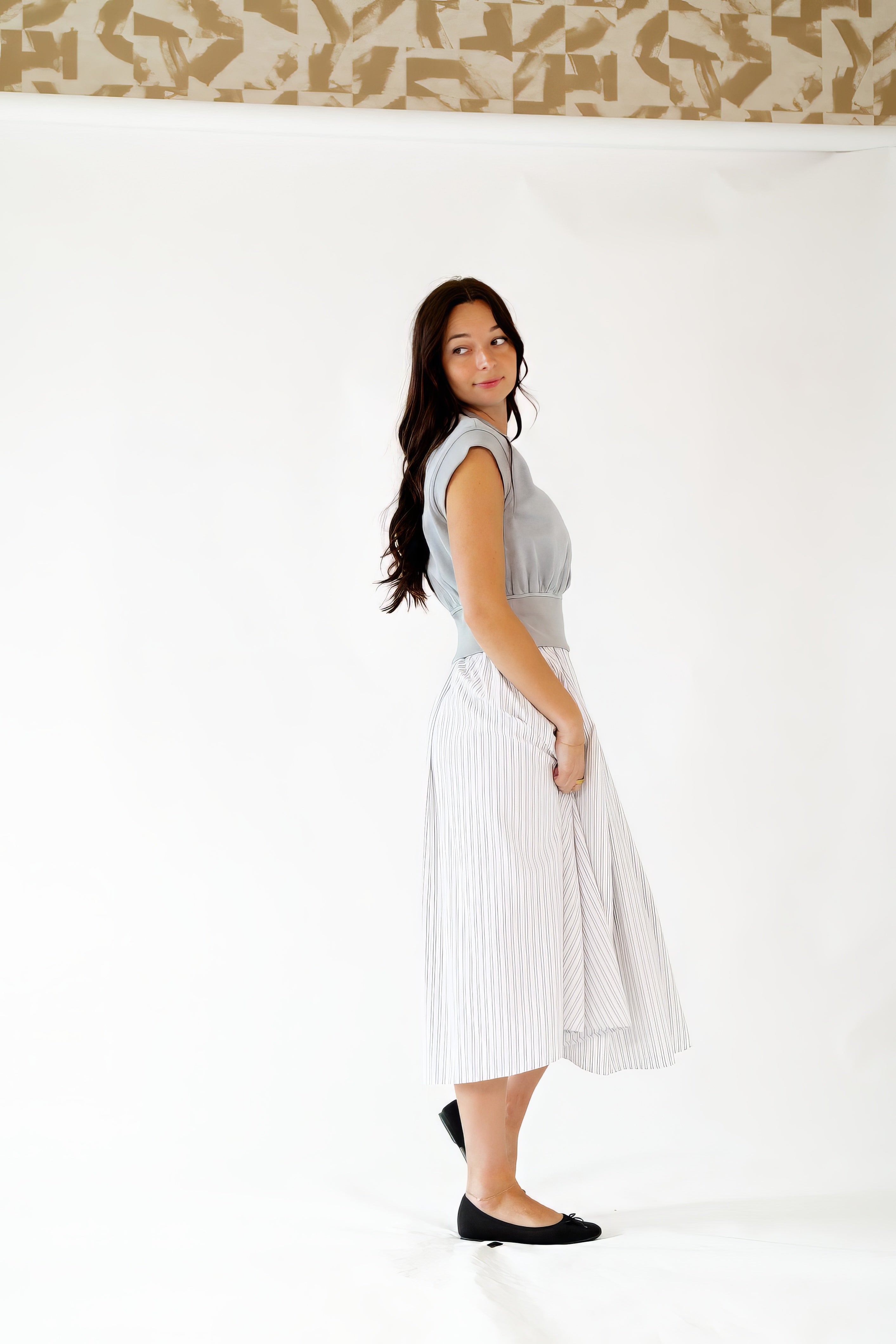 Gwen Mixed Media Striped Dress