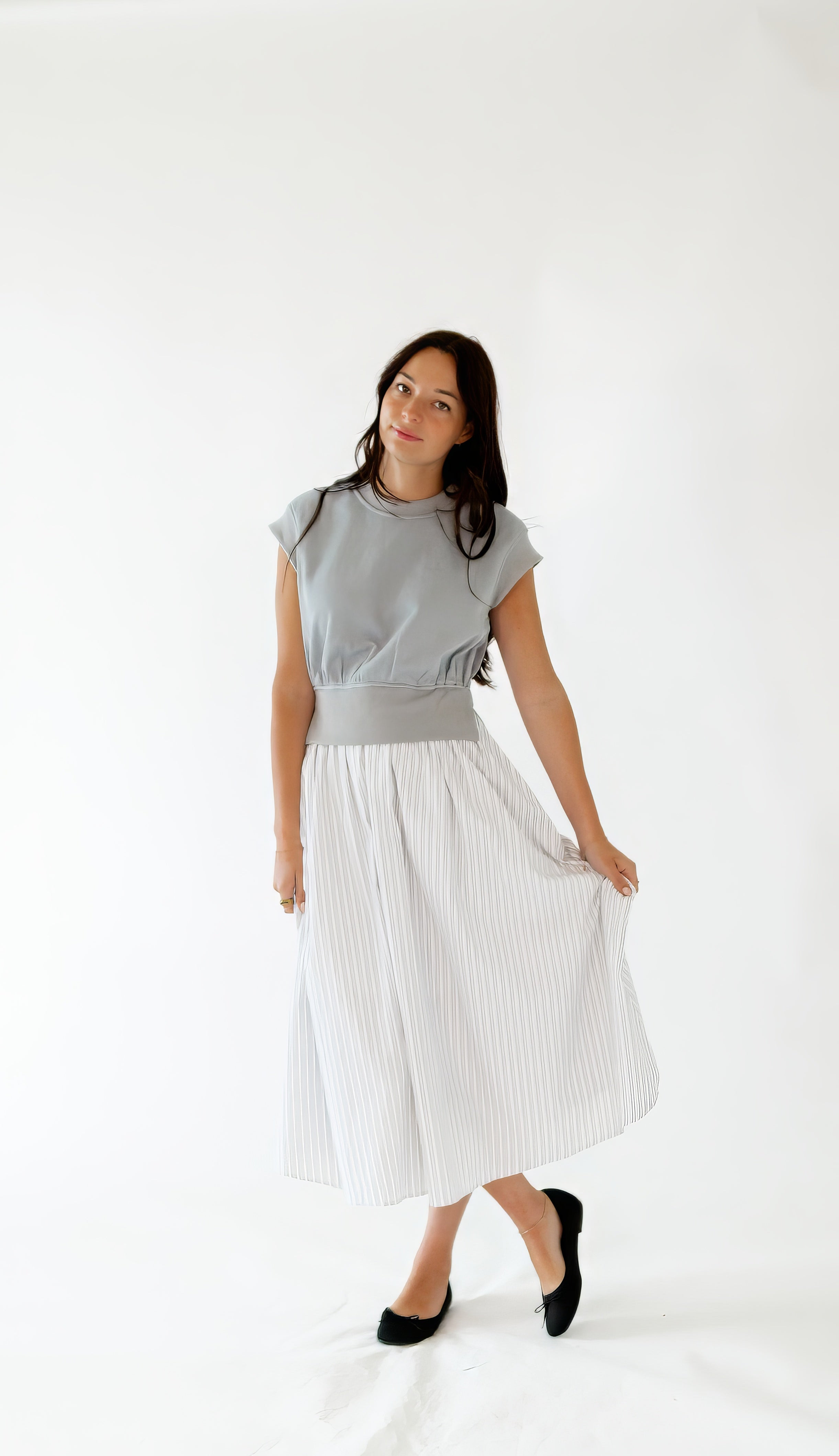 Gwen Mixed Media Striped Dress