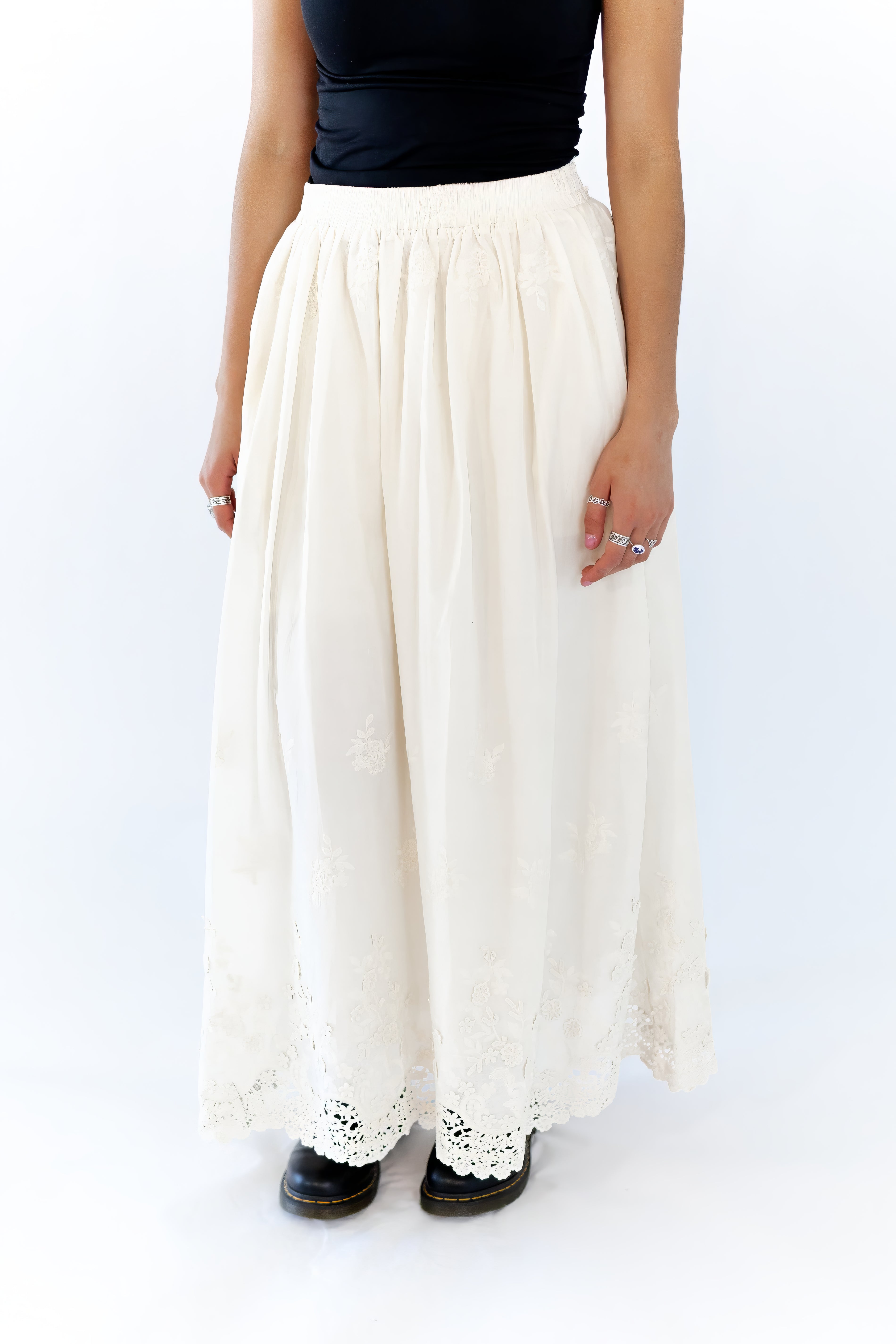 Serene Cotton Embroidered Skirt