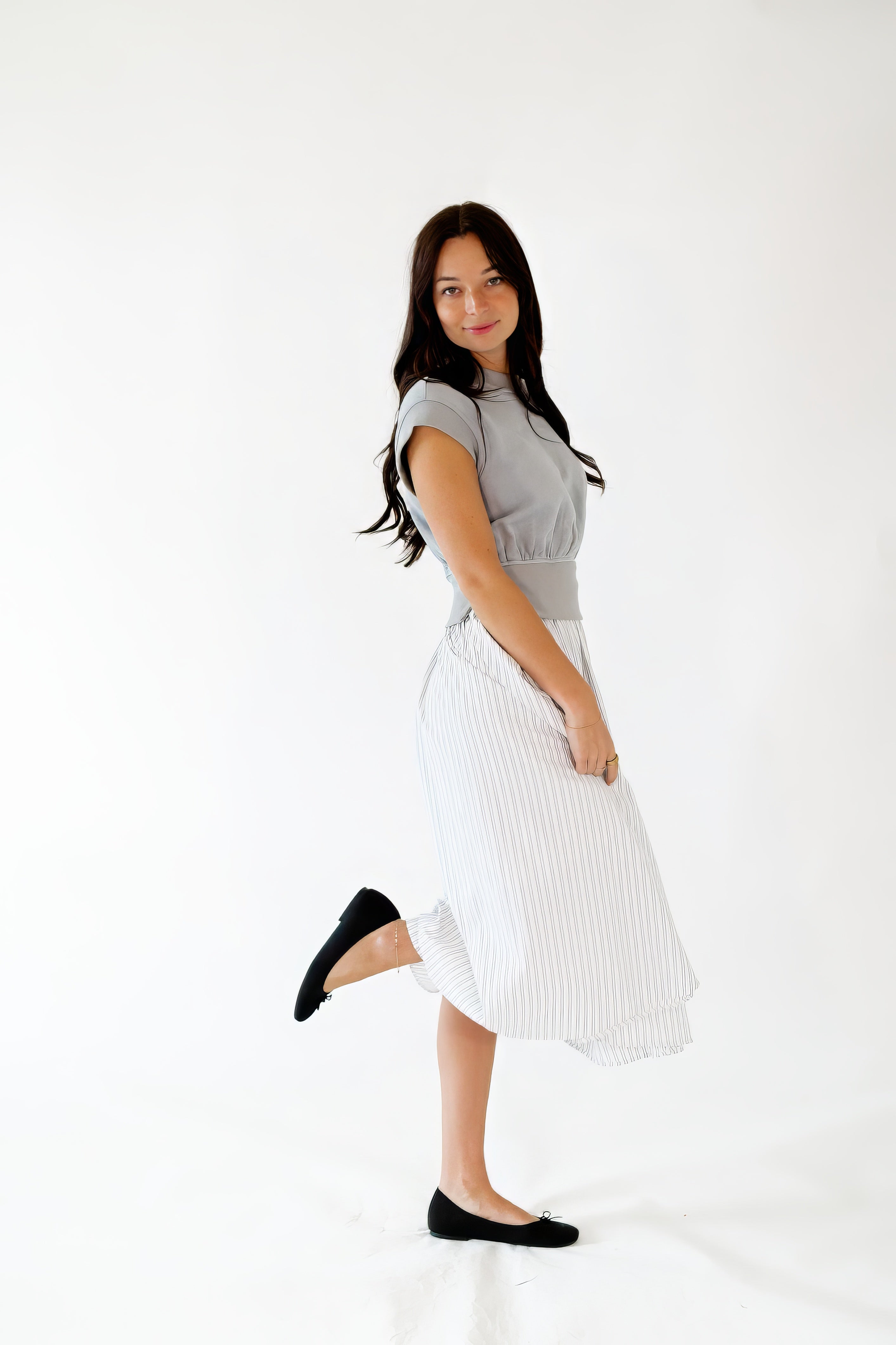 Gwen Mixed Media Striped Dress