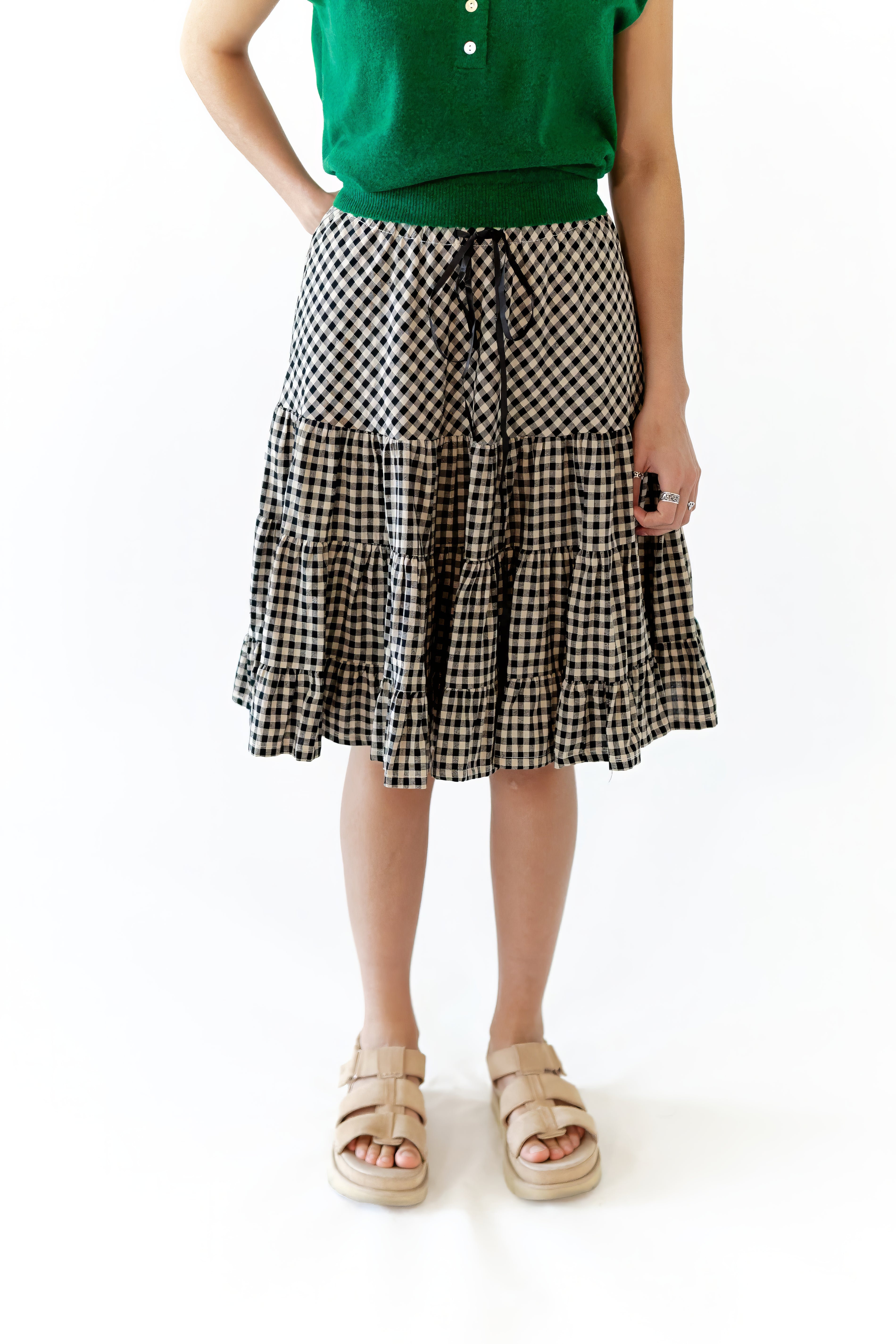 Finn Gingham Knee Length Skirt