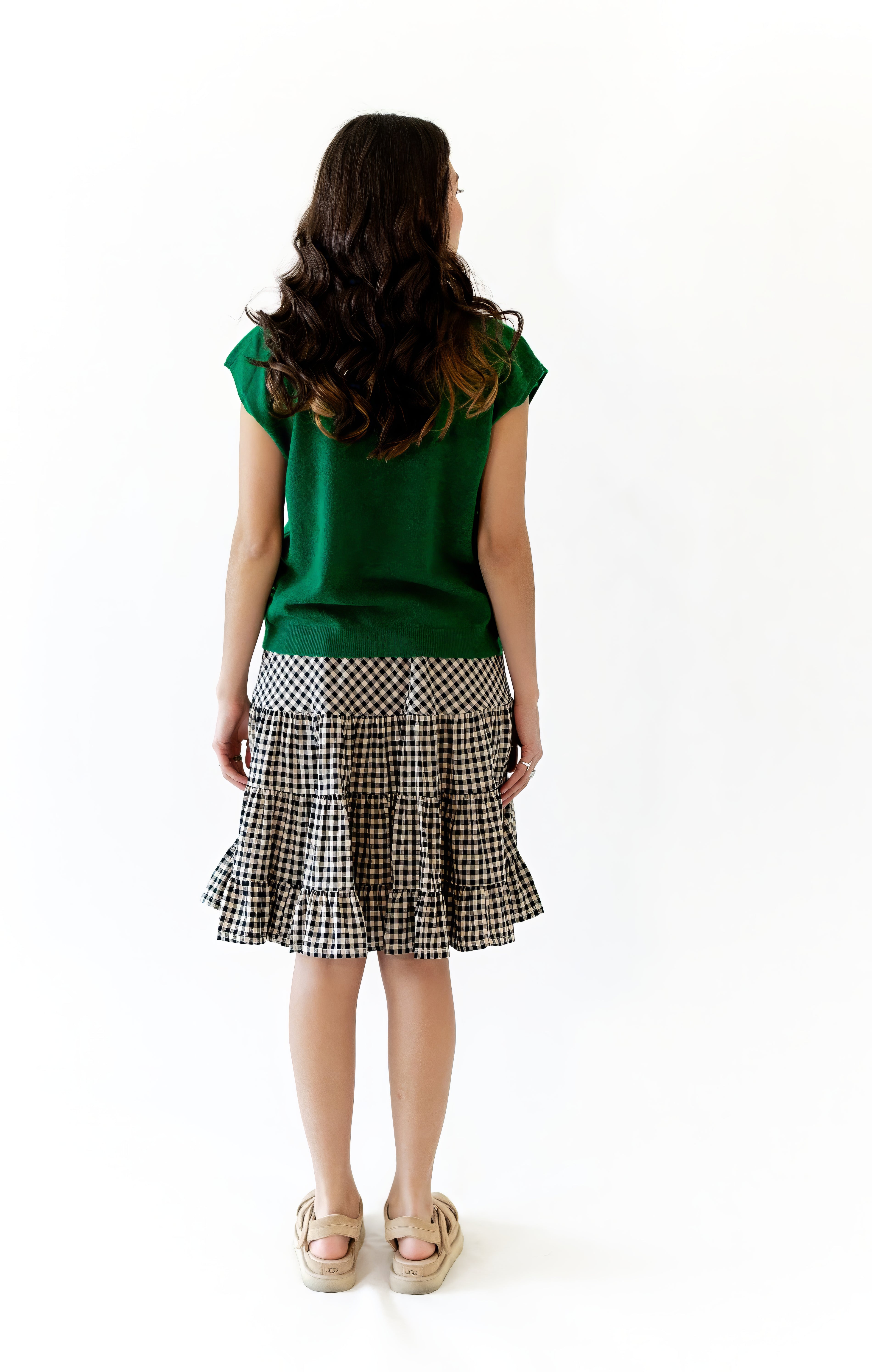 Finn Gingham Knee Length Skirt