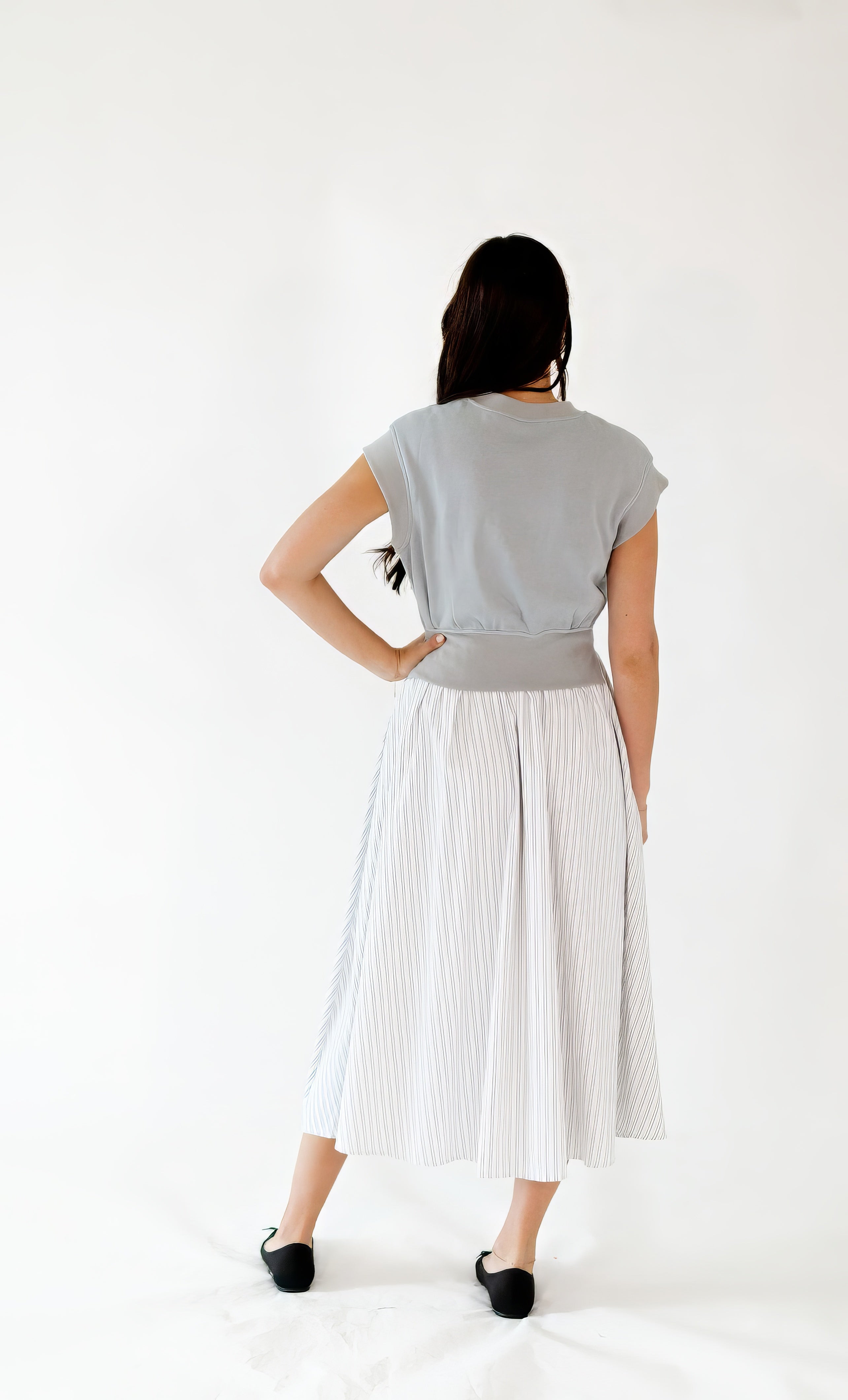 Gwen Mixed Media Striped Dress