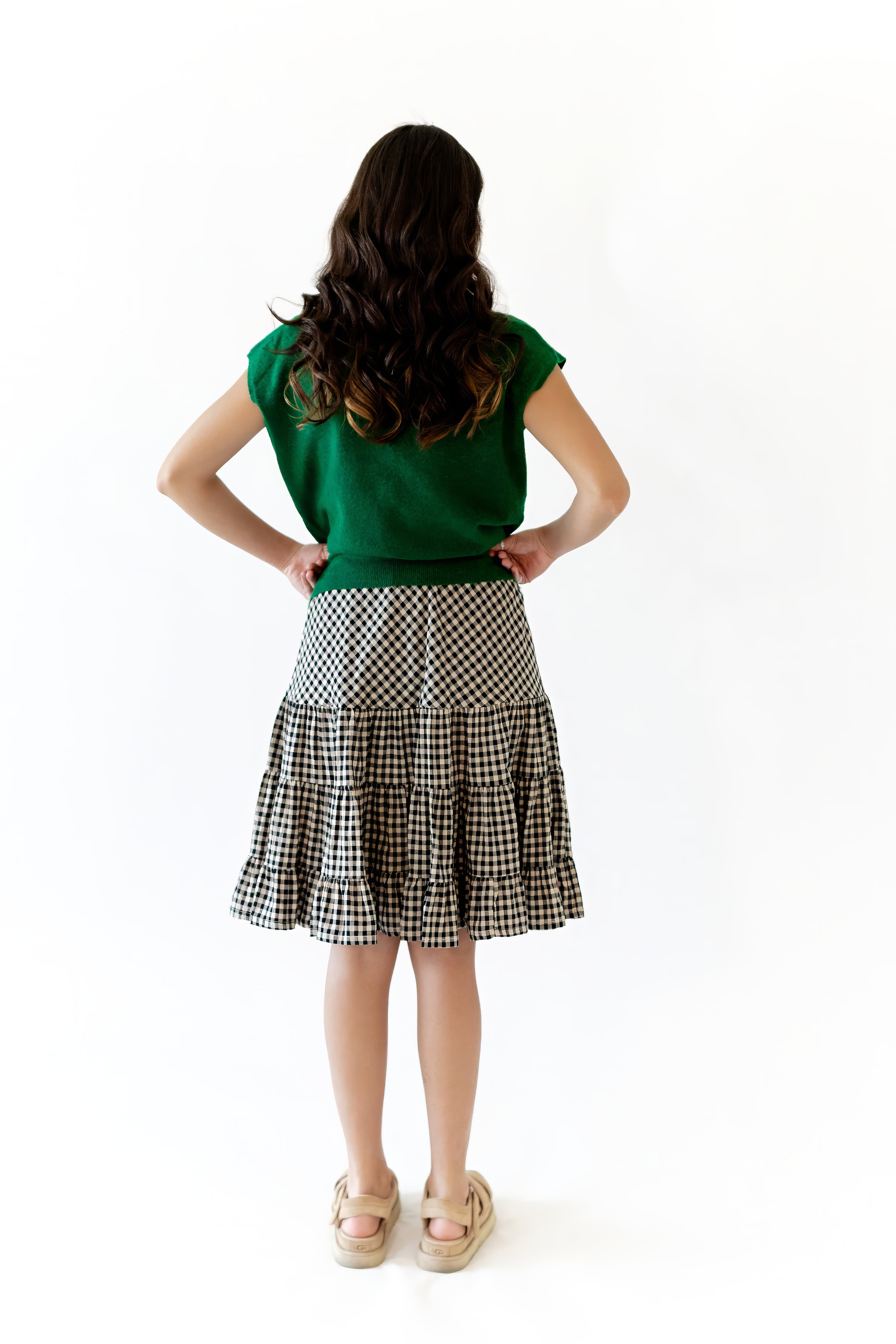 Finn Gingham Knee Length Skirt