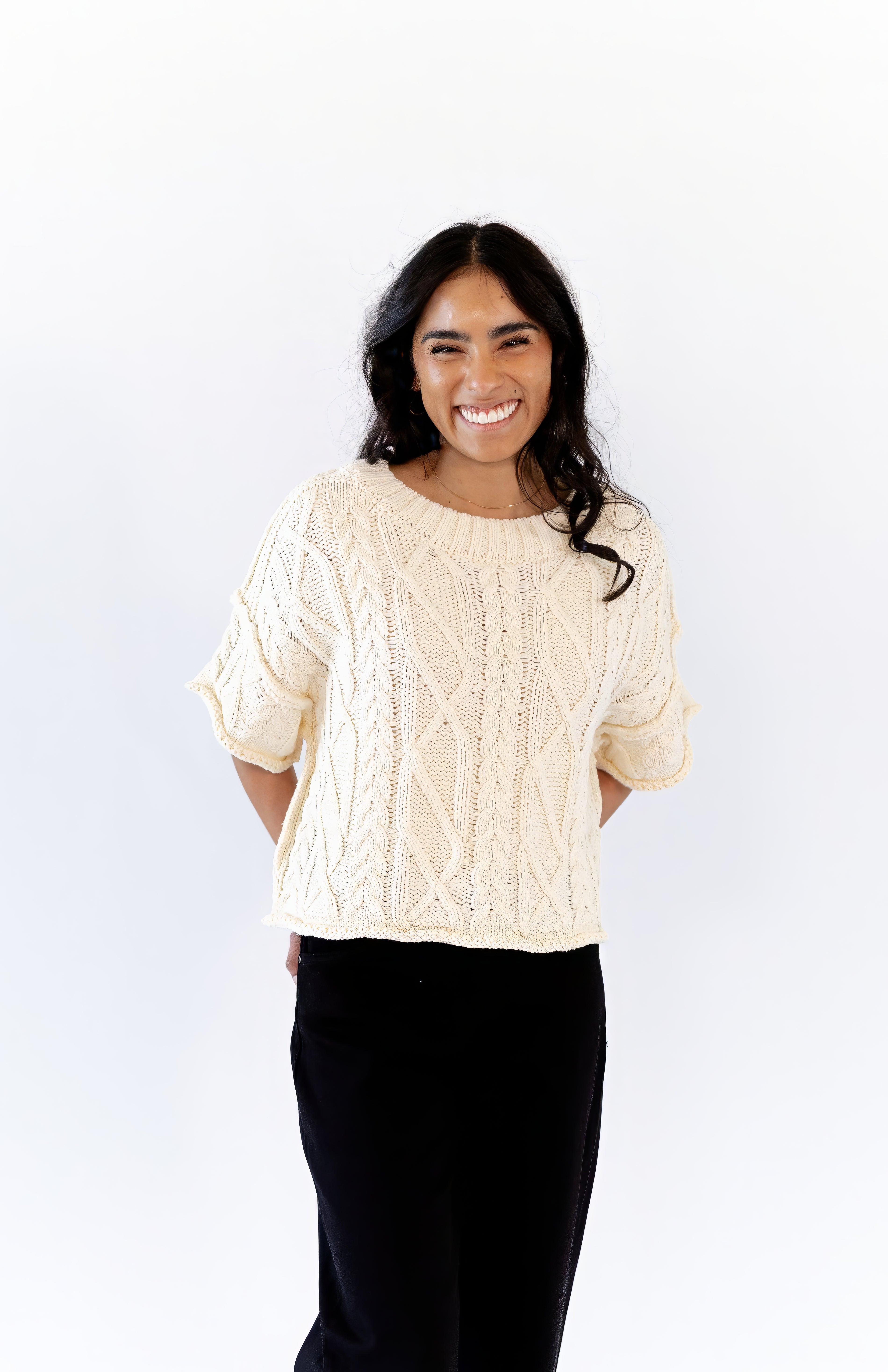 Rosette Cable Knit Top