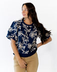 Asta Embroidered Bubble Sleeve Top