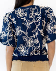 Asta Embroidered Bubble Sleeve Top