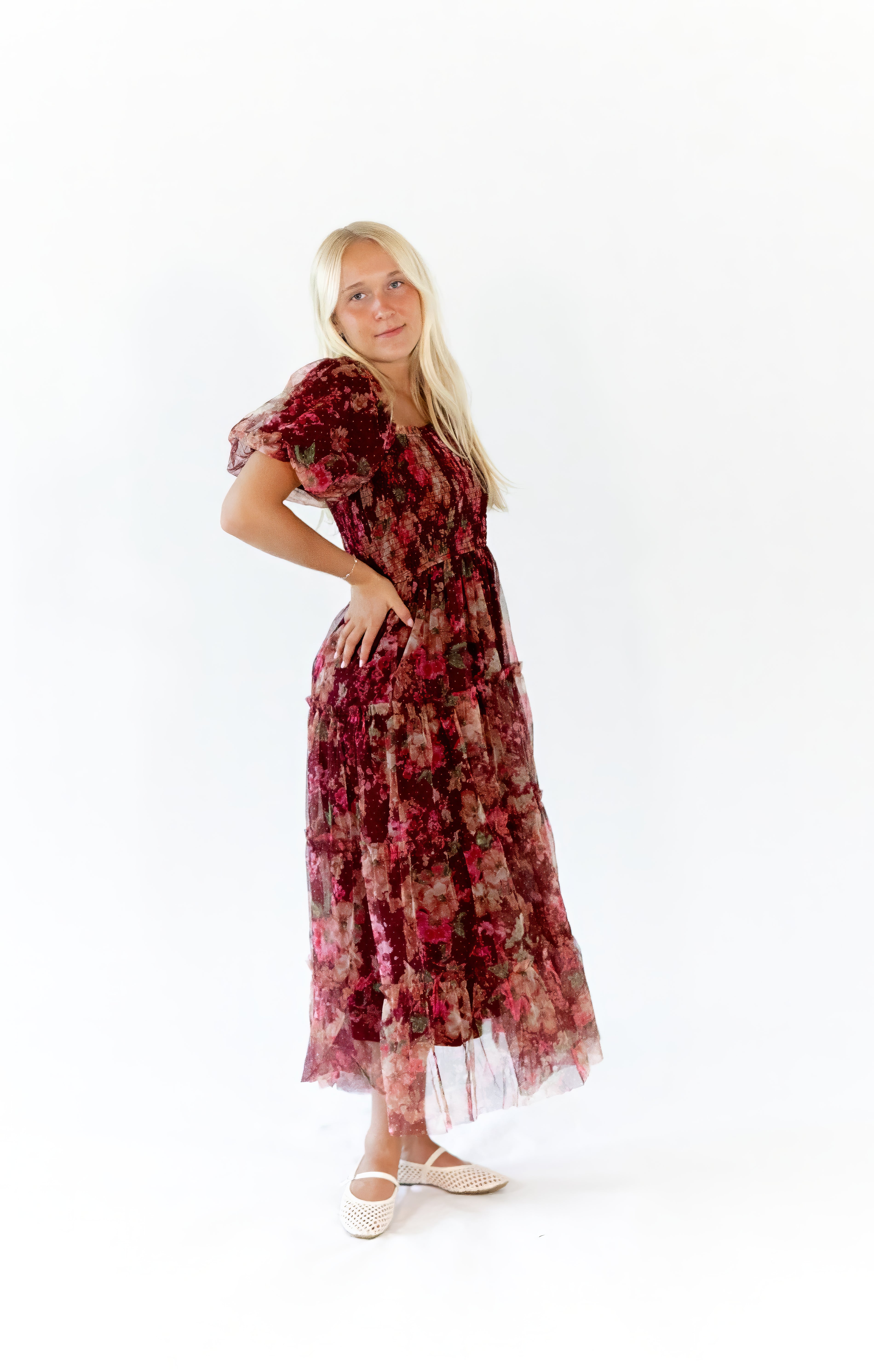 Marina Floral Tulle Midi Dress