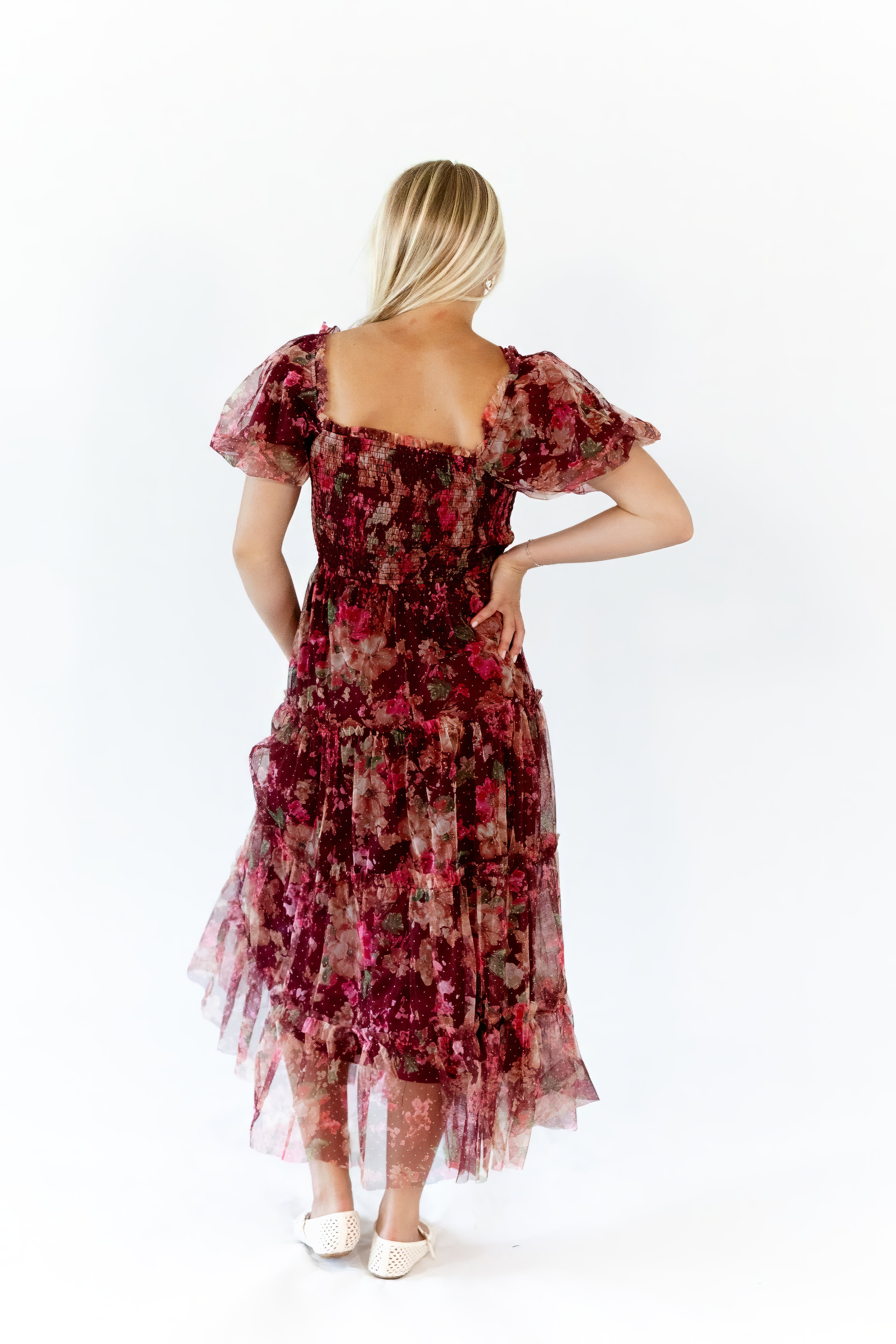 Marina Floral Tulle Midi Dress