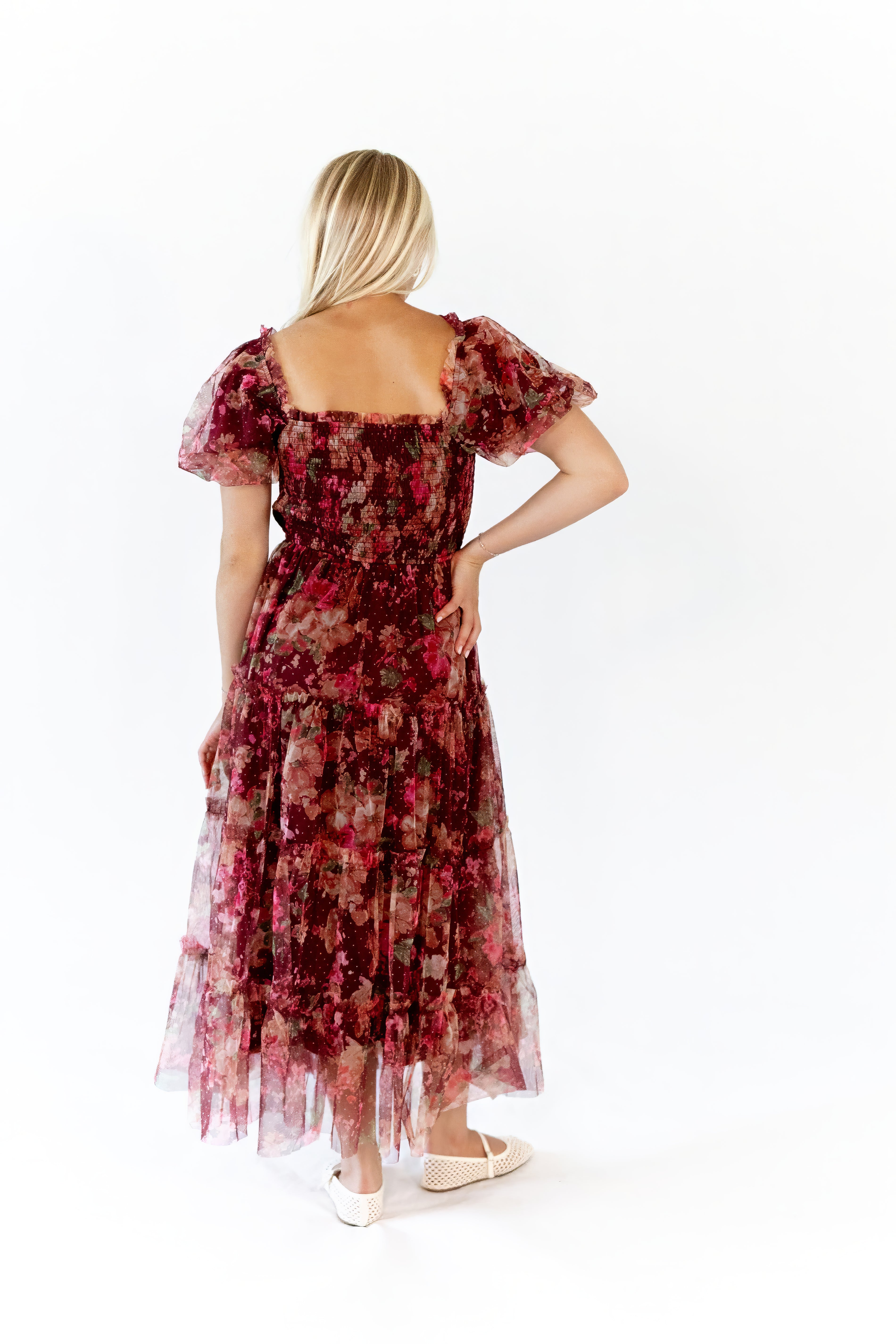 Marina Floral Tulle Midi Dress