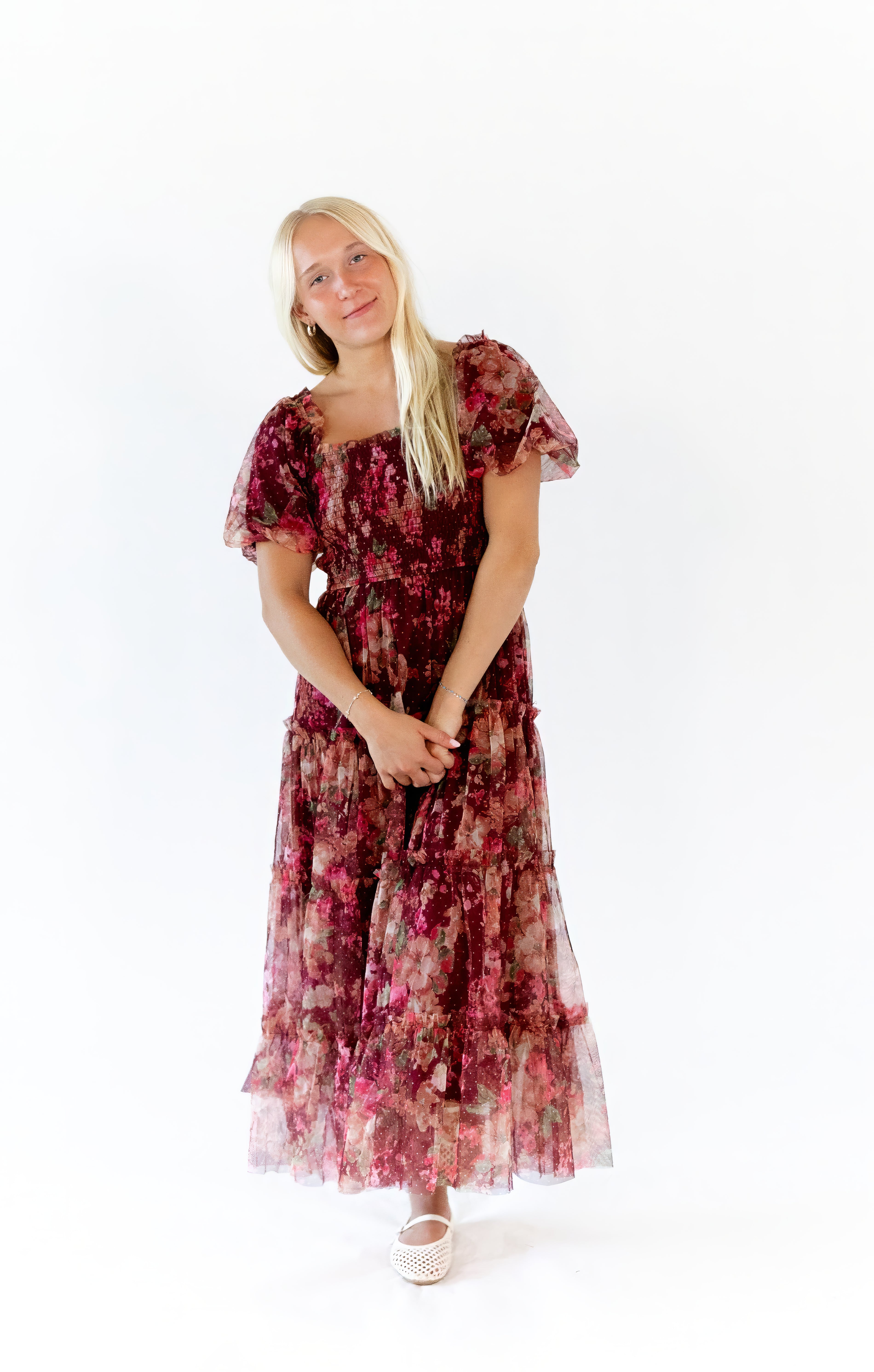 Marina Floral Tulle Midi Dress