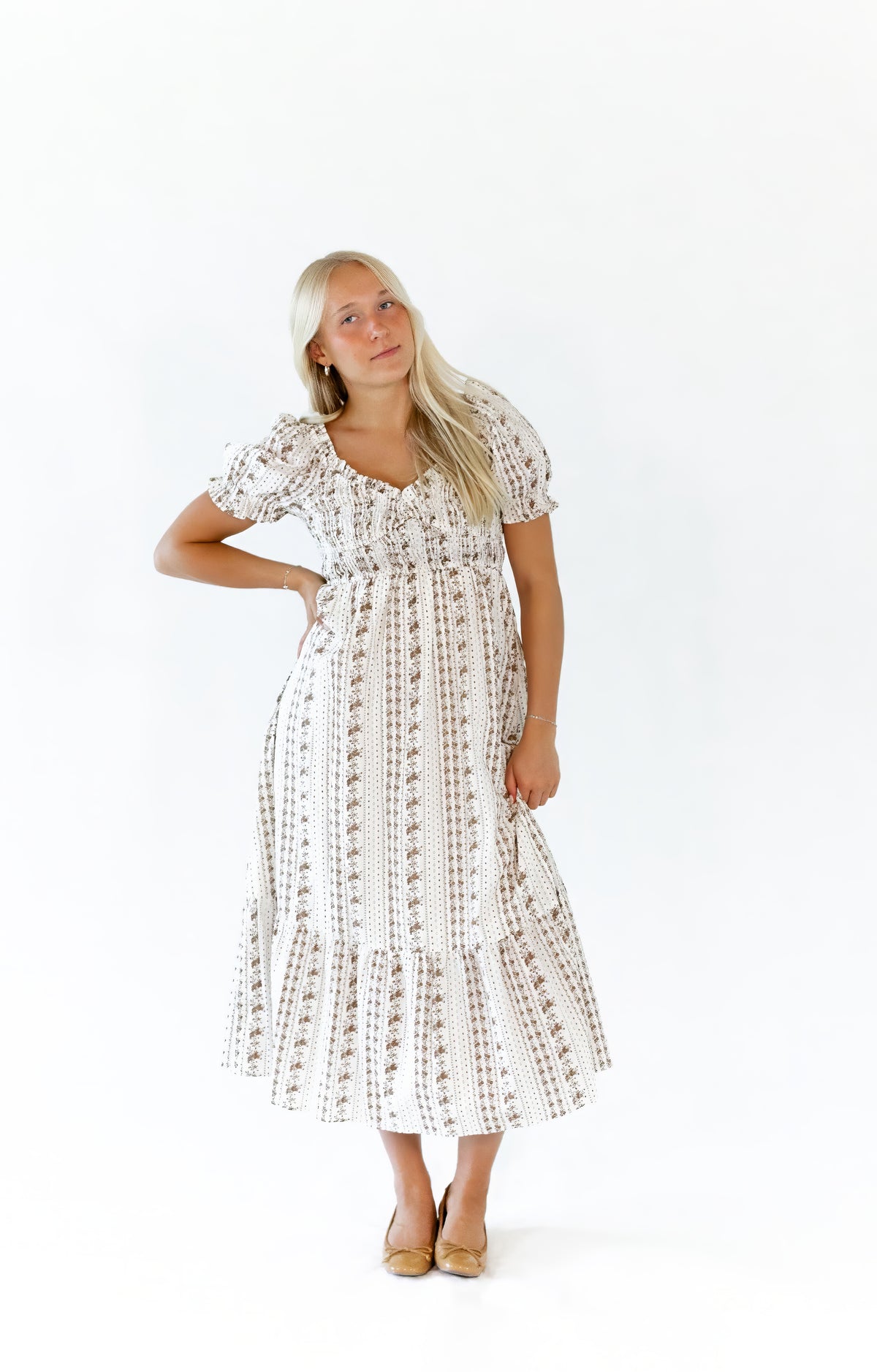 Amalia Floral Striped Dress