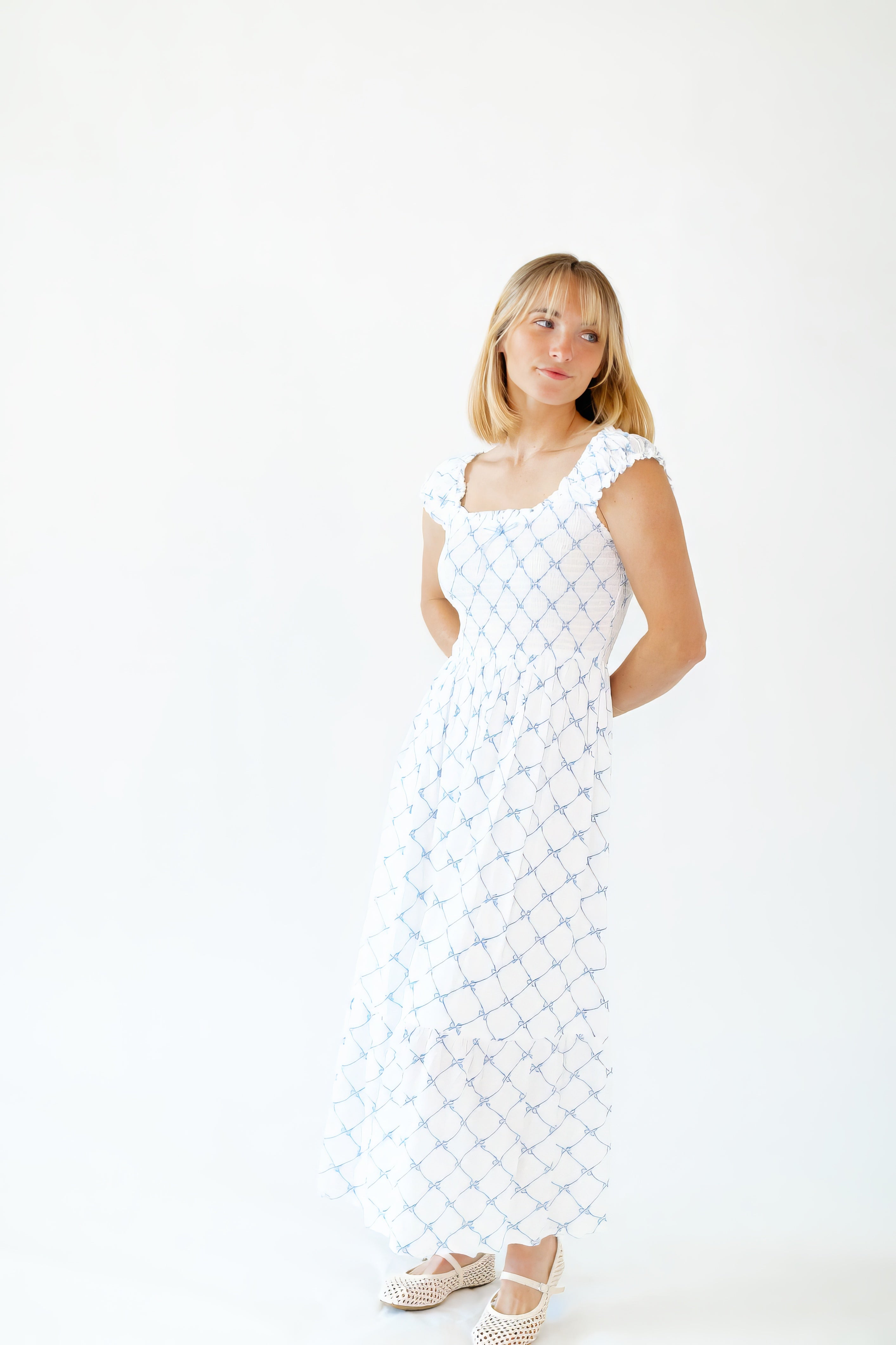 Tybald Bow Print Midi Dress