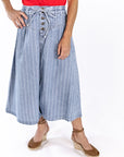 Jia Striped Denim Midi Skirt