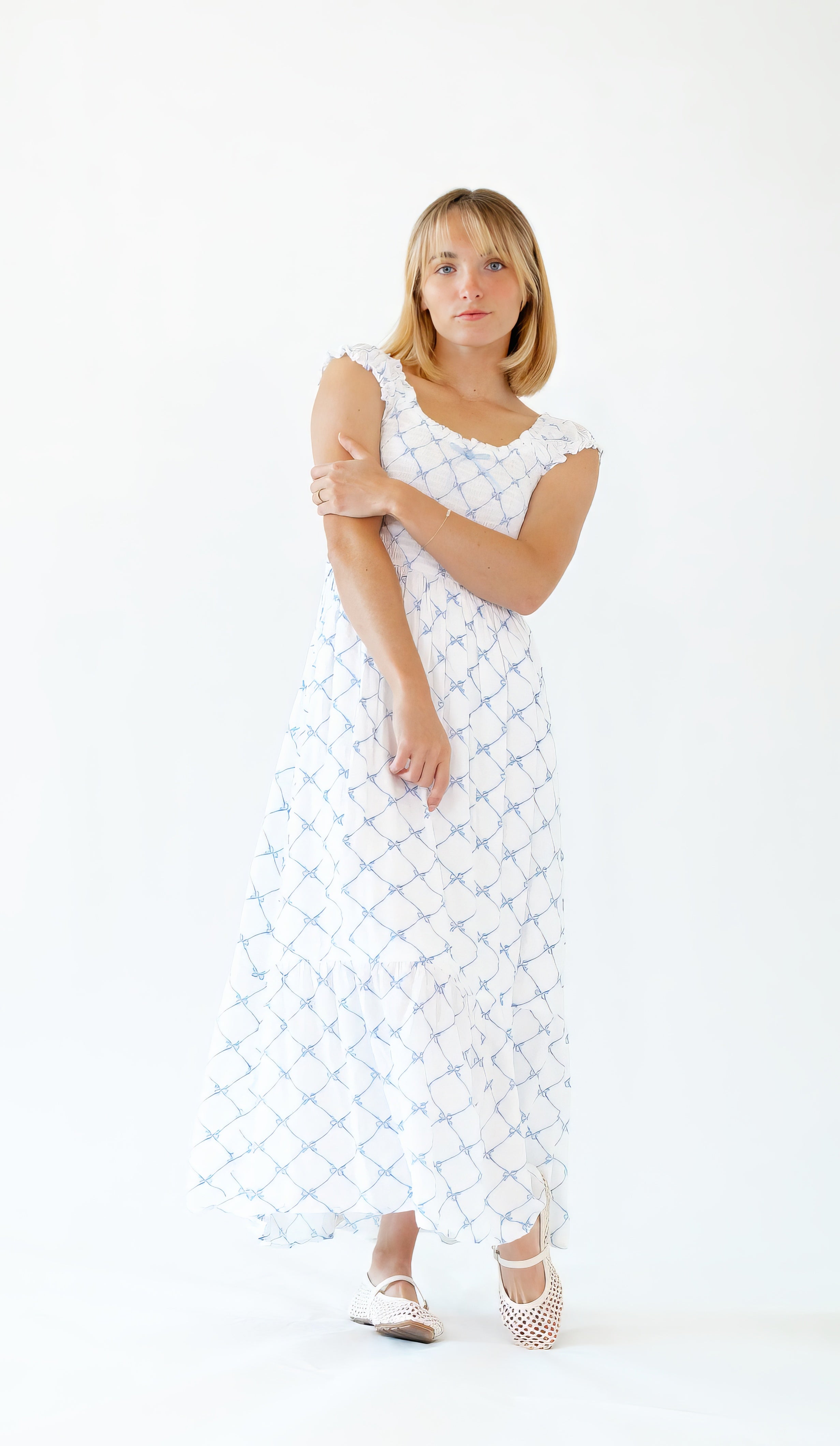 Tybald Bow Print Midi Dress