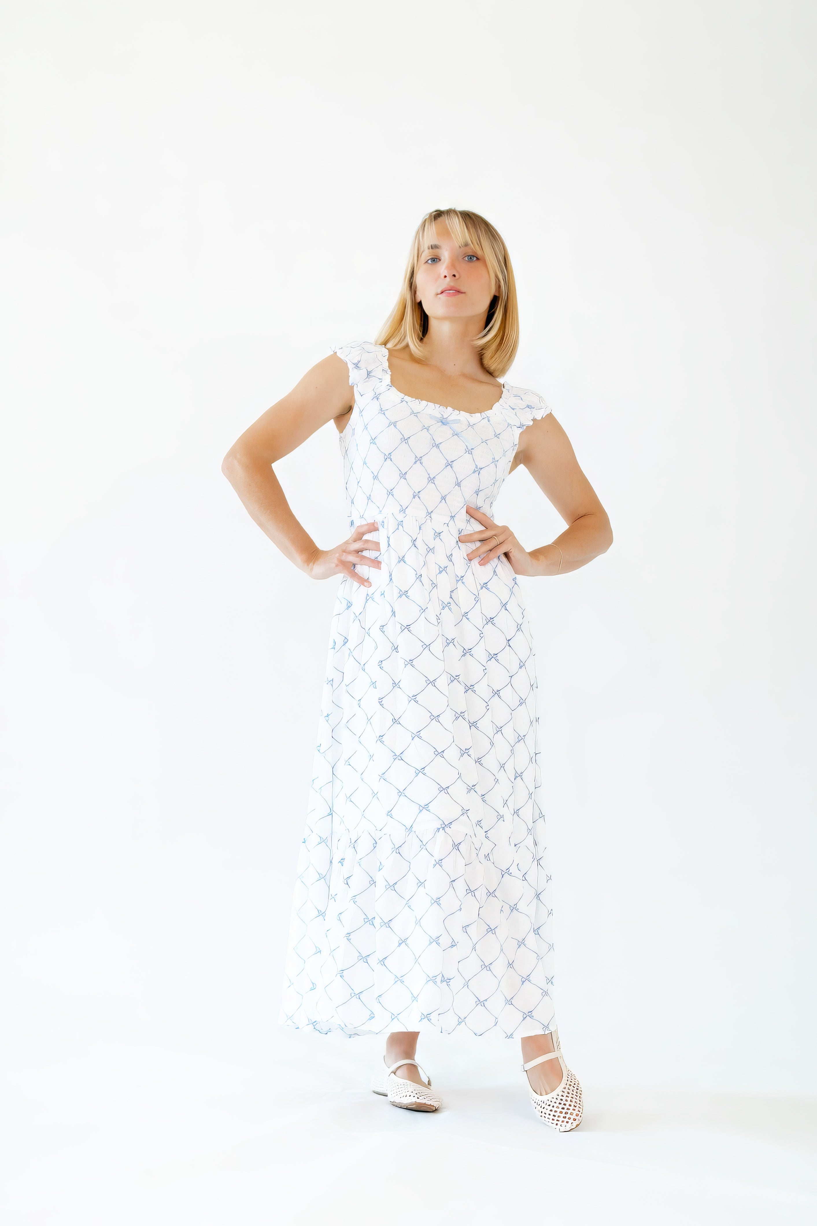Tybald Bow Print Midi Dress
