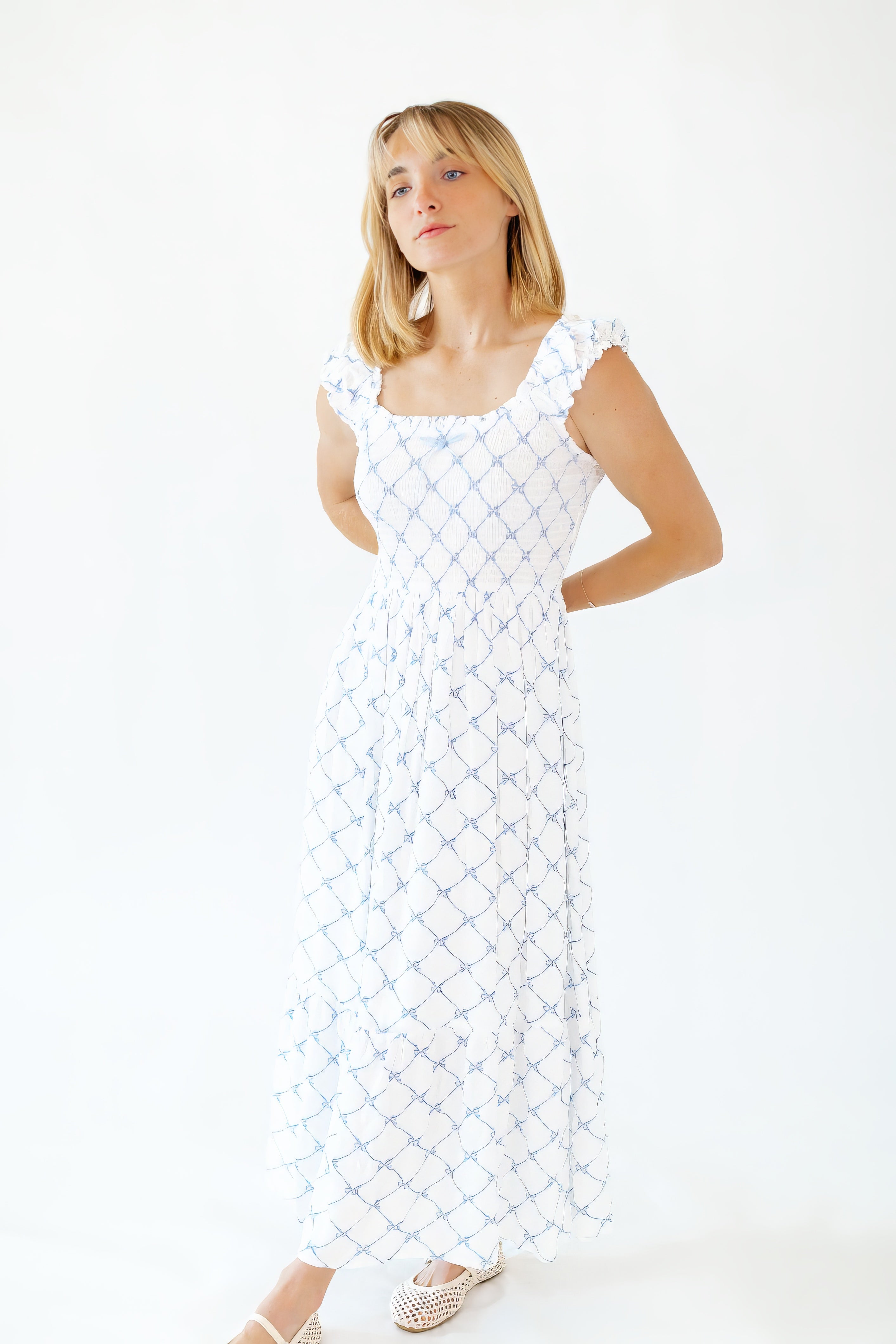 Tybald Bow Print Midi Dress
