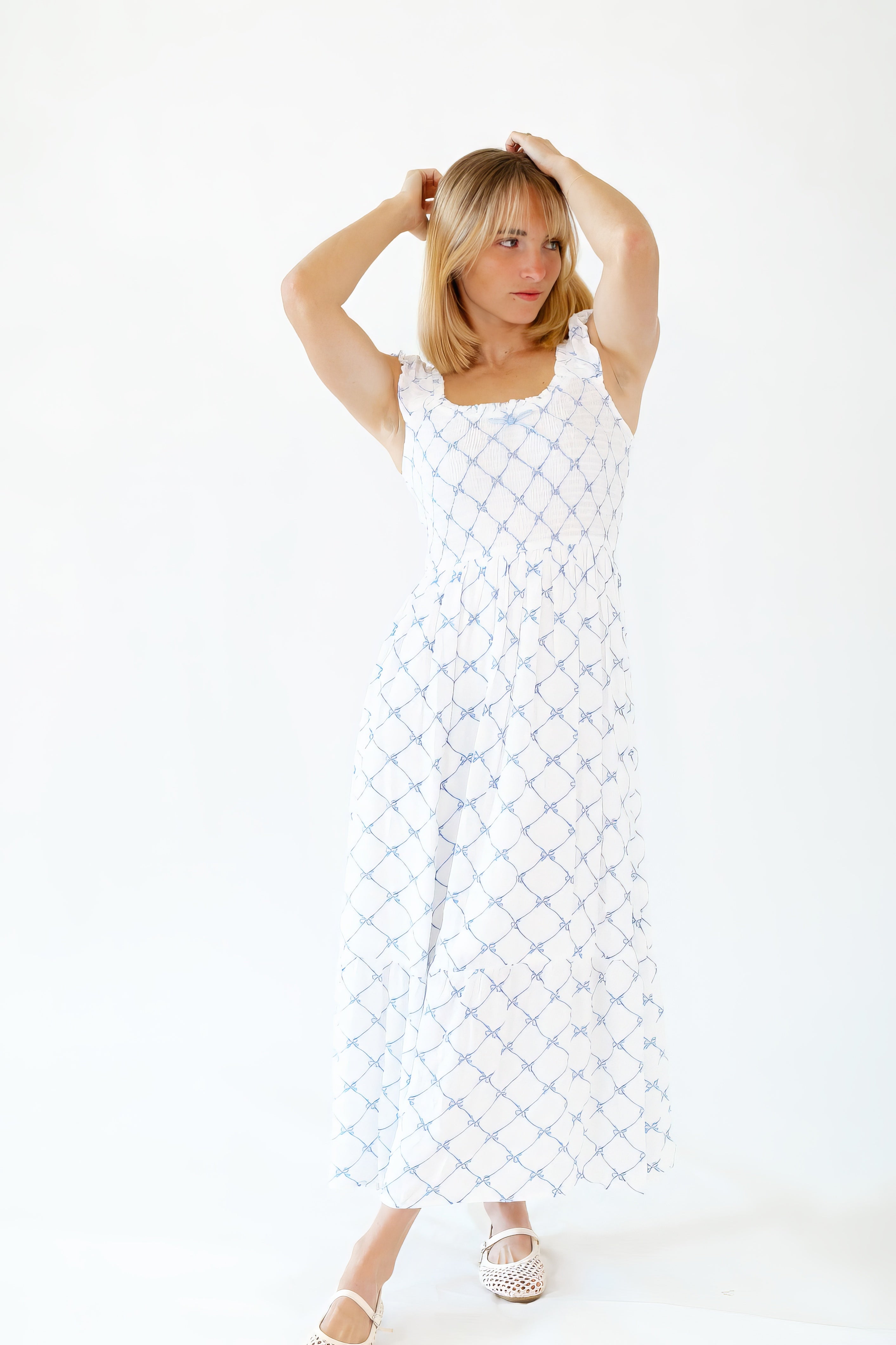 Tybald Bow Print Midi Dress