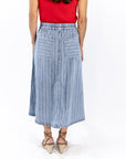 Jia Striped Denim Midi Skirt