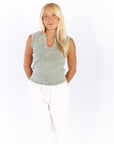 Quincy Split Neck Top · Sage