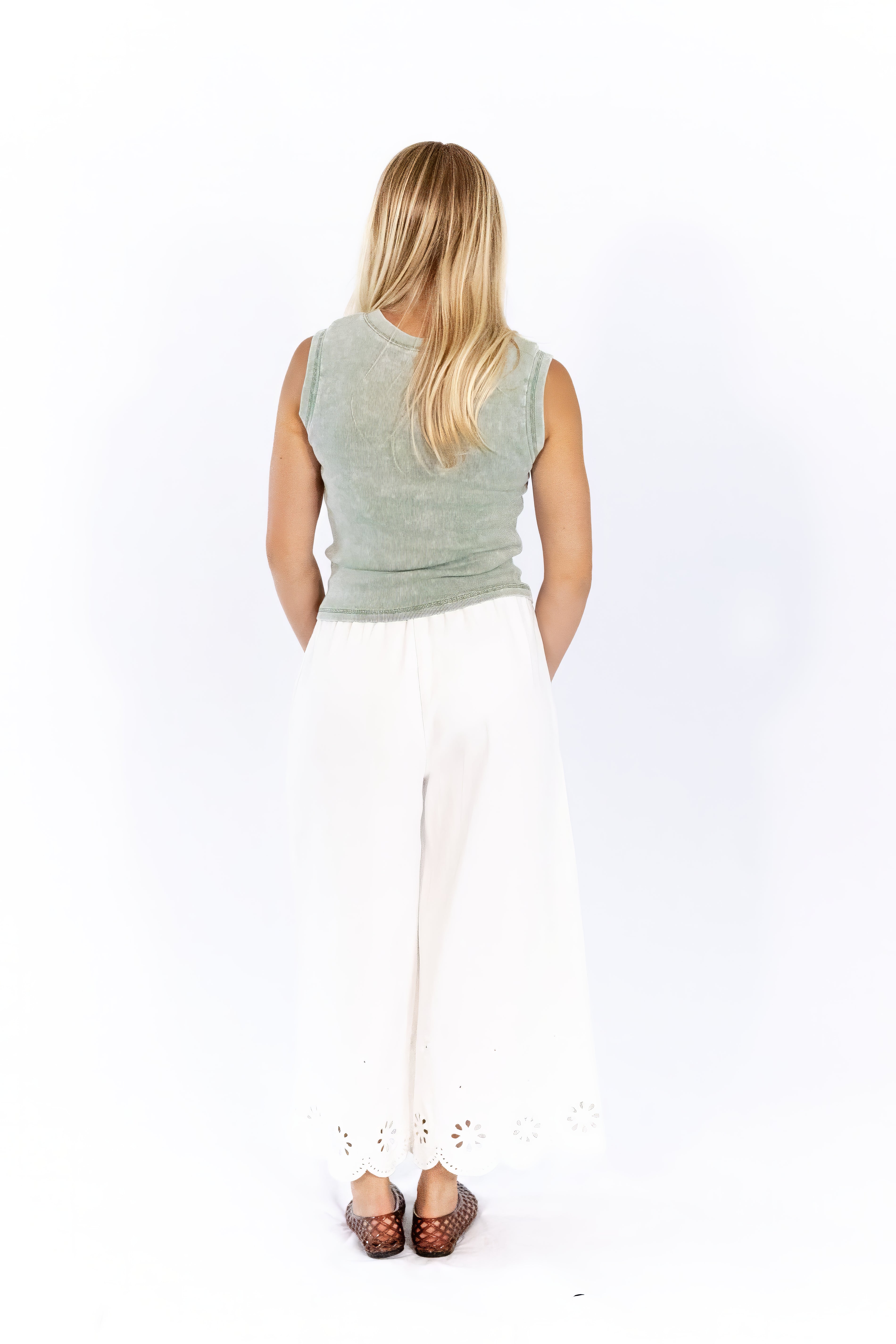 Quincy Split Neck Top · Sage