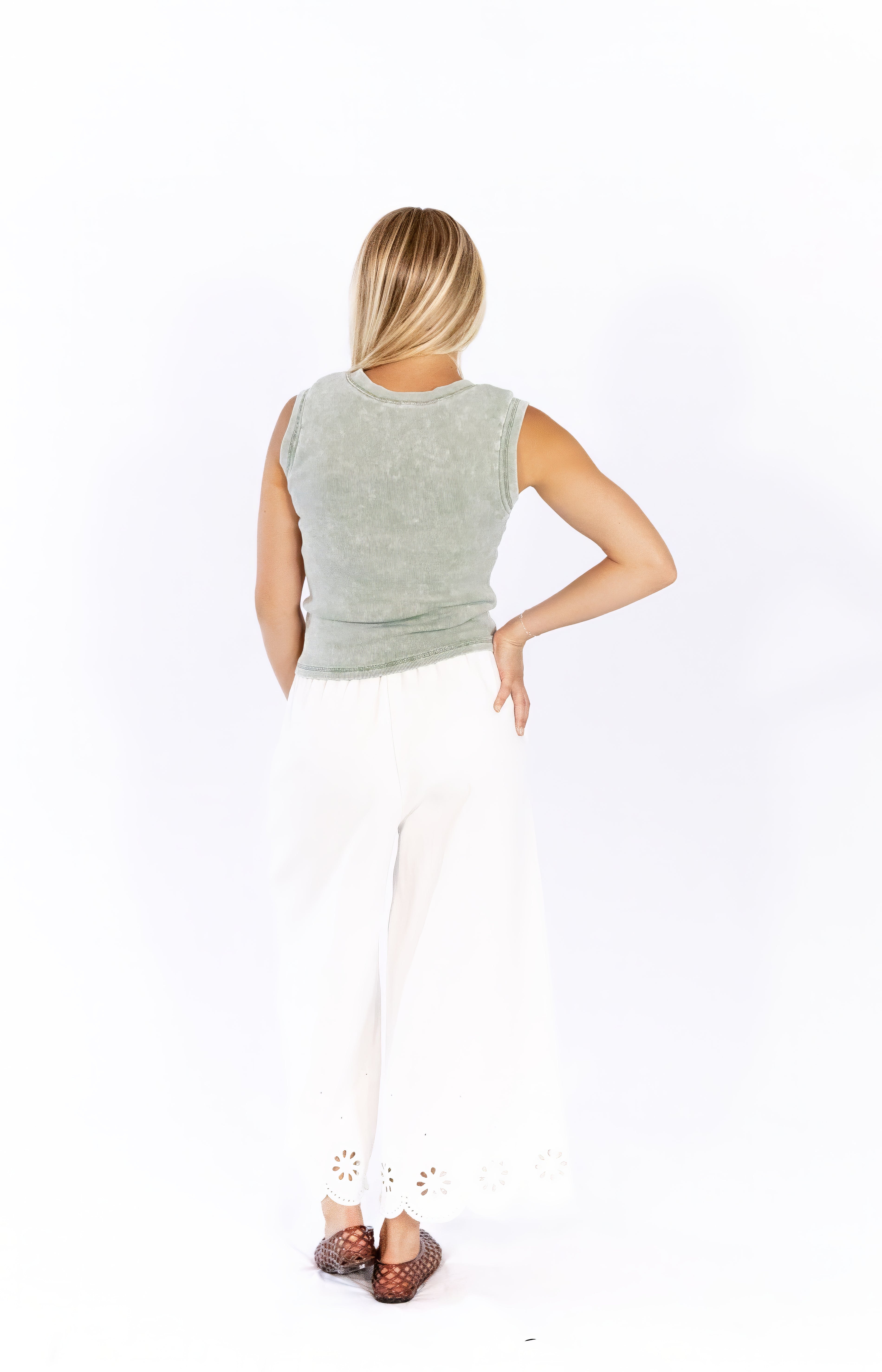 Quincy Split Neck Top · Sage