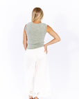 Quincy Split Neck Top · Sage