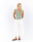Quincy Split Neck Top · Sage