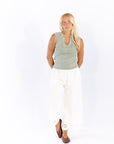 Quincy Split Neck Top · Sage