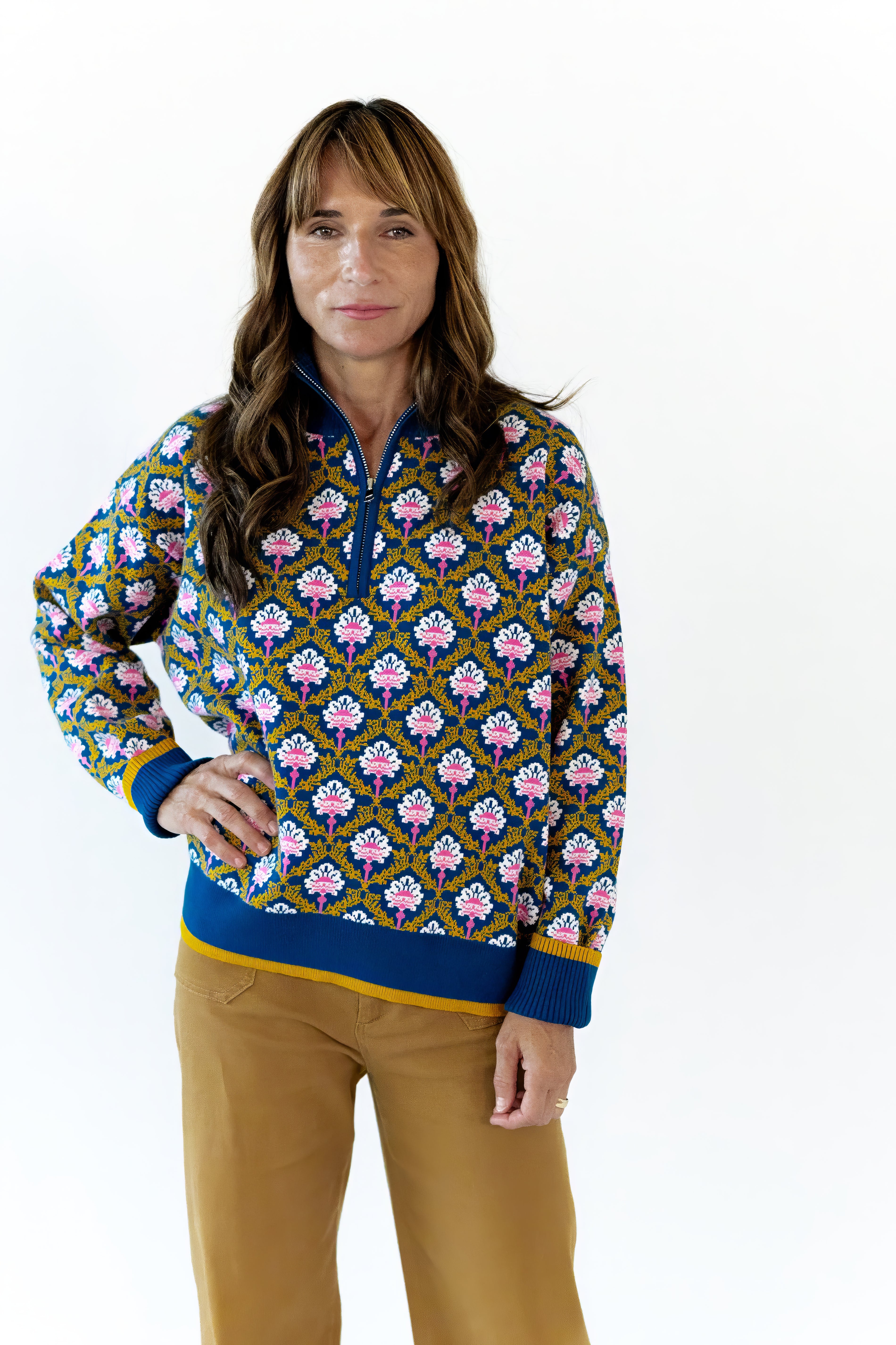 Wilkey Mosaic Half-Zip · Navy