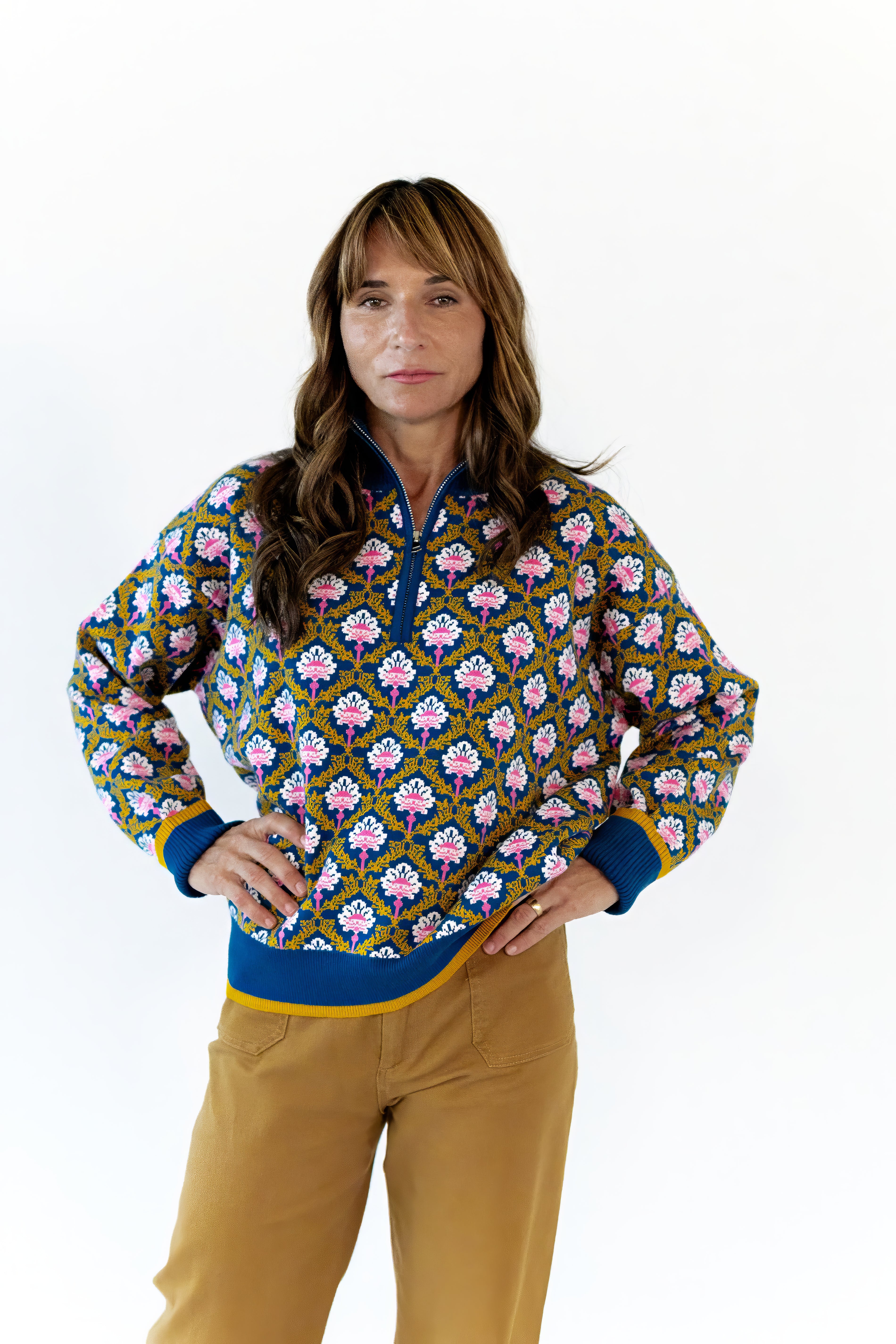 Wilkey Mosaic Half-Zip · Navy