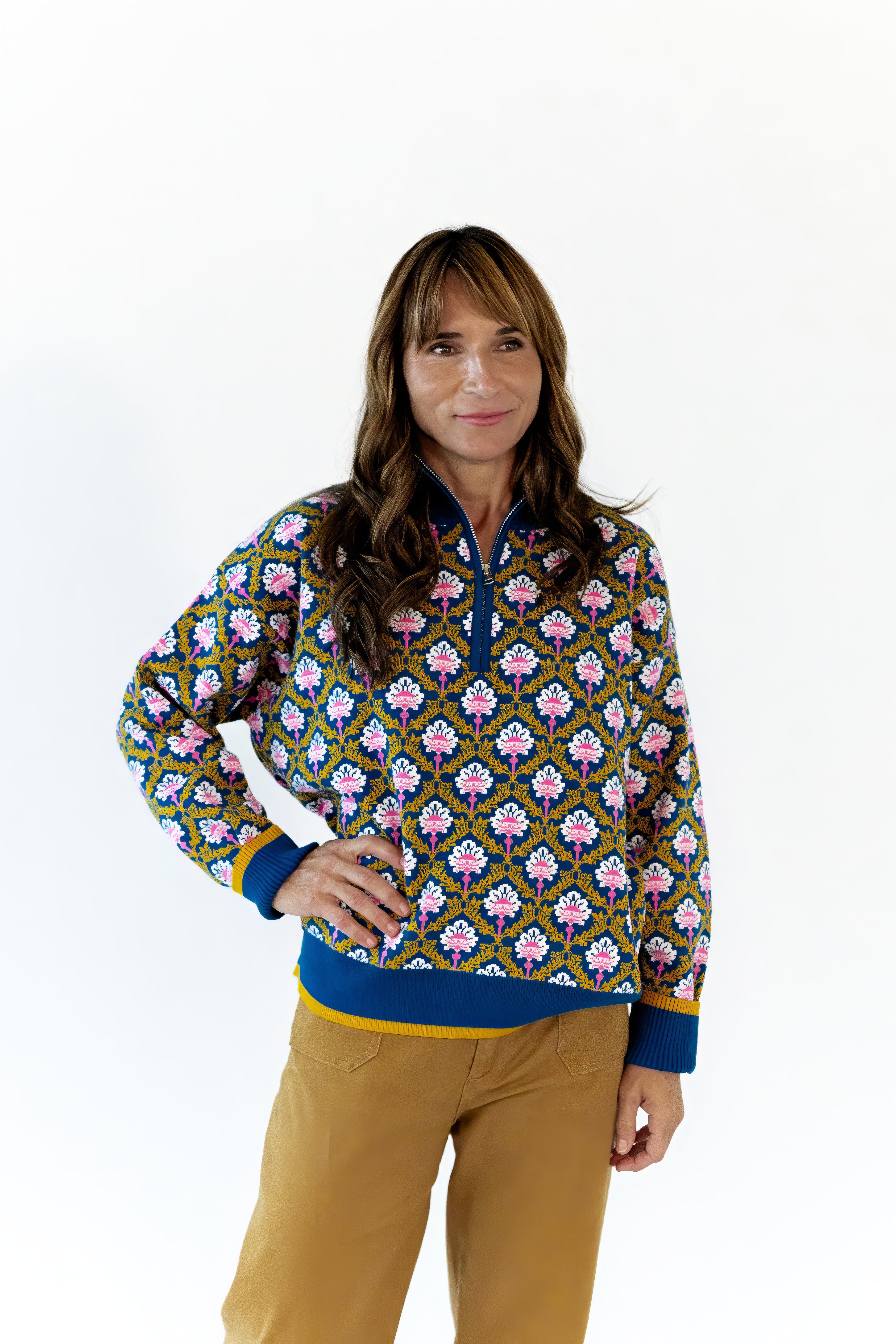 Wilkey Mosaic Half-Zip · Navy