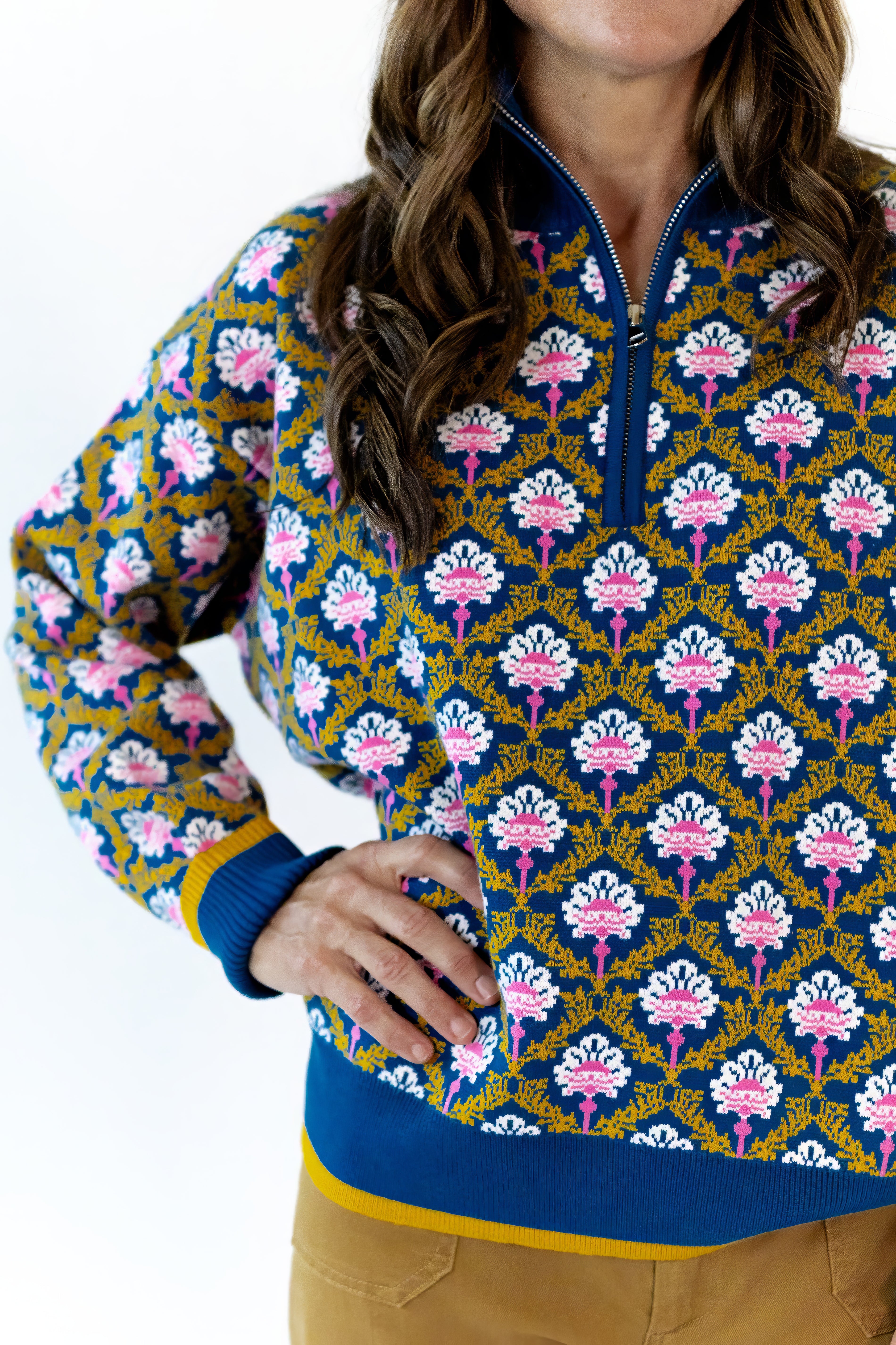 Wilkey Mosaic Half-Zip · Navy