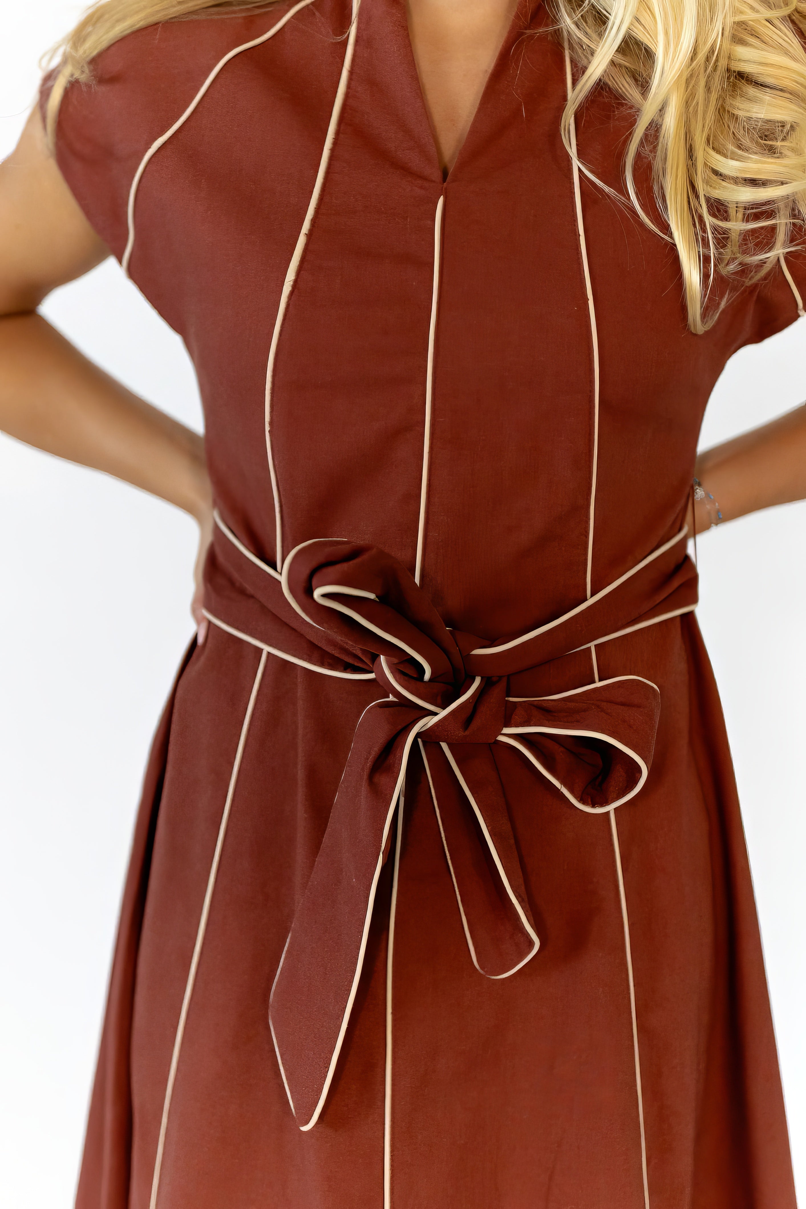 Havana Linen Dress · Maroon