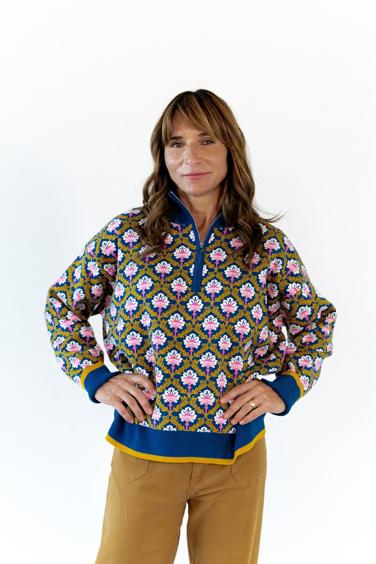 Wilkey Mosaic Half-Zip · Navy