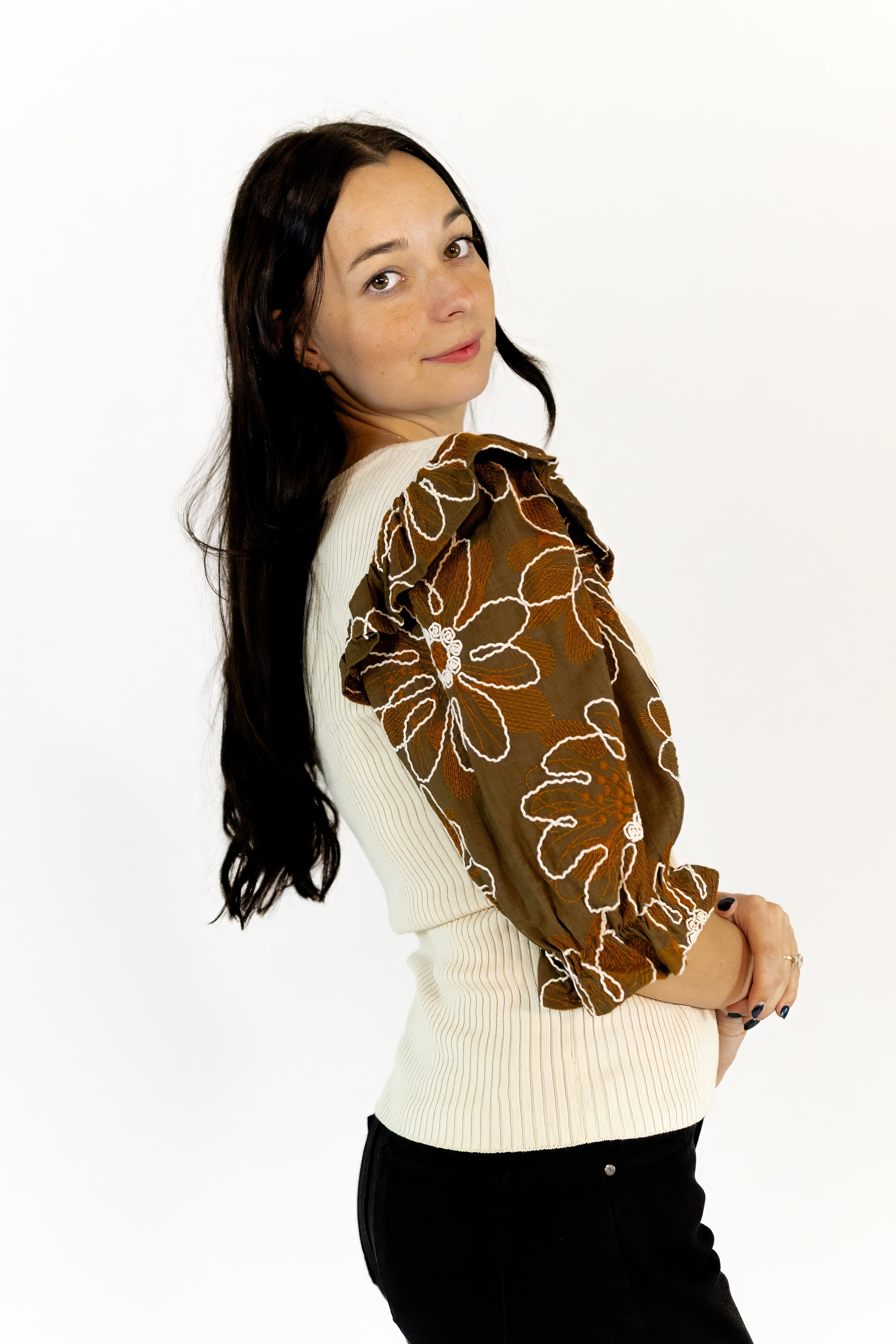 Hailey Embroidered Sleeve Top