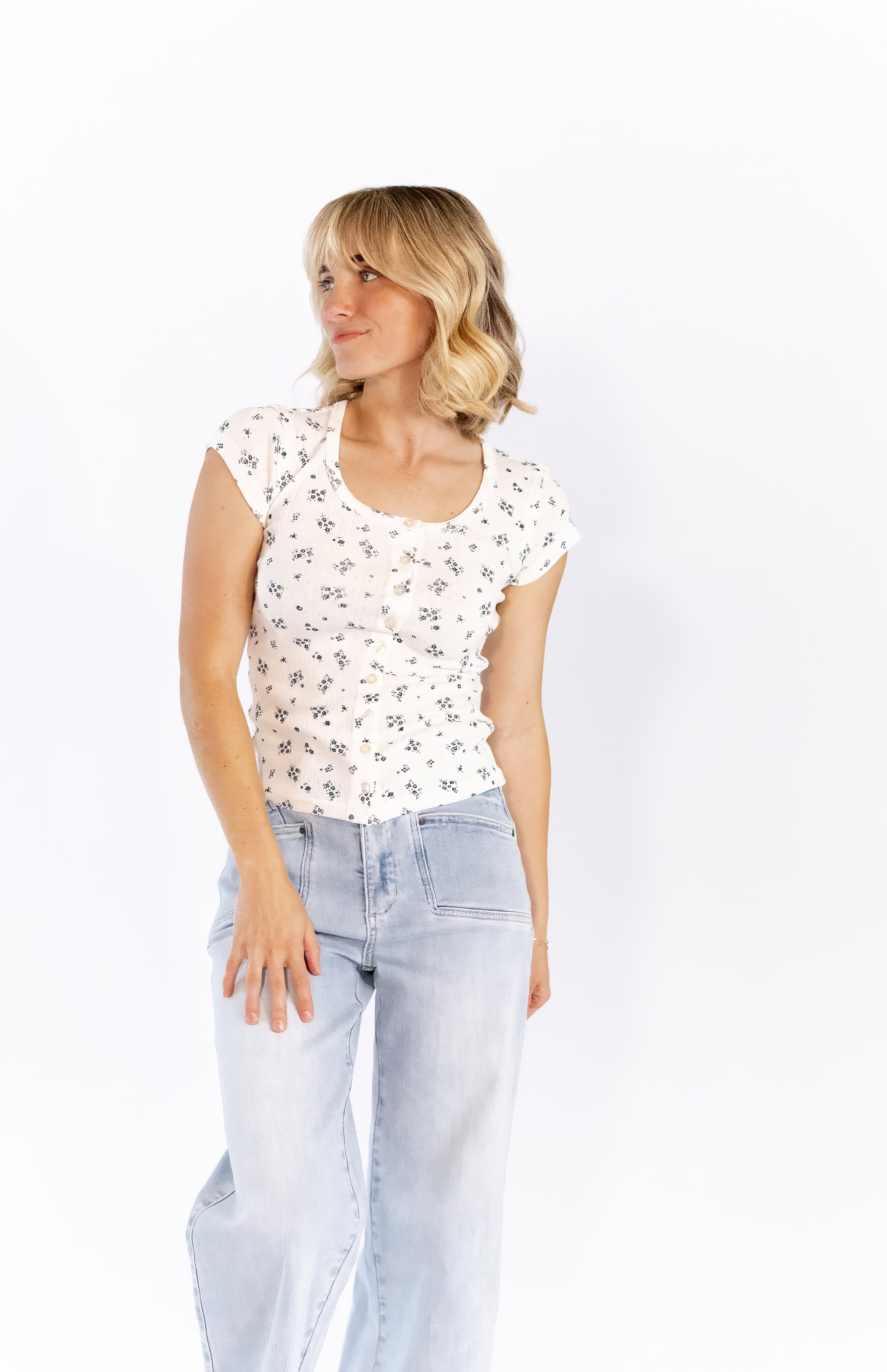 Miller Pointelle Floral Tee