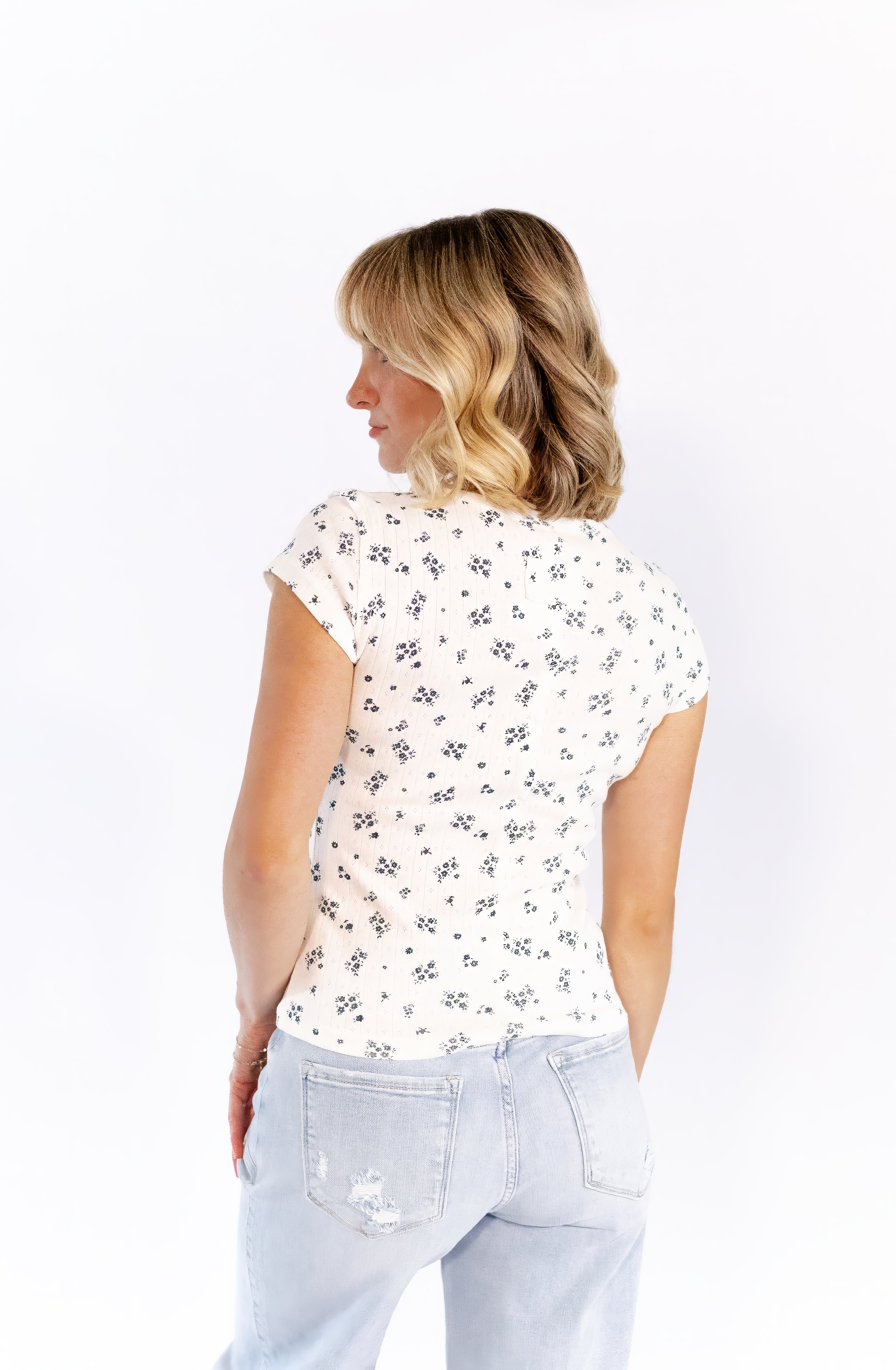 Miller Pointelle Floral Tee