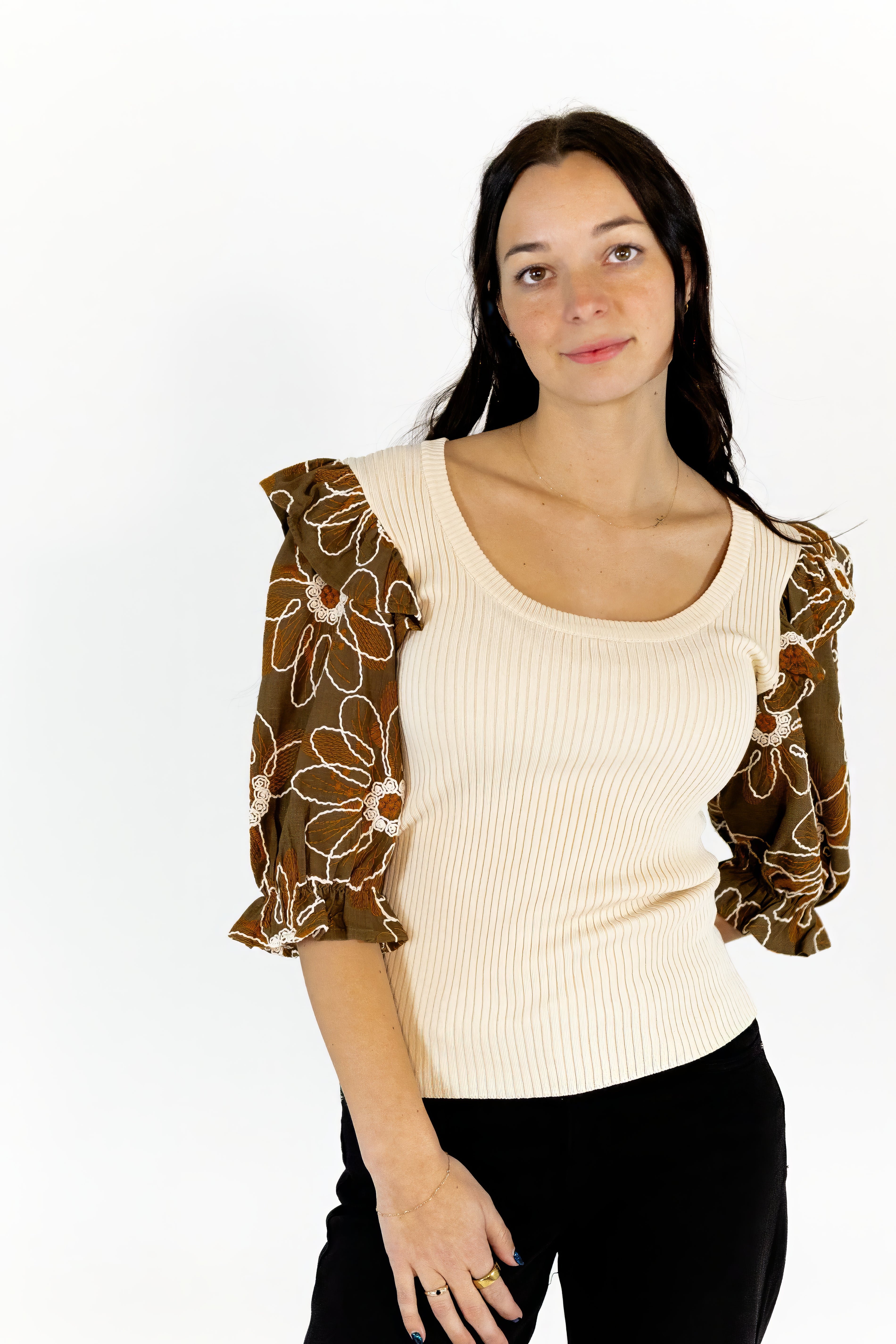 Hailey Embroidered Sleeve Top