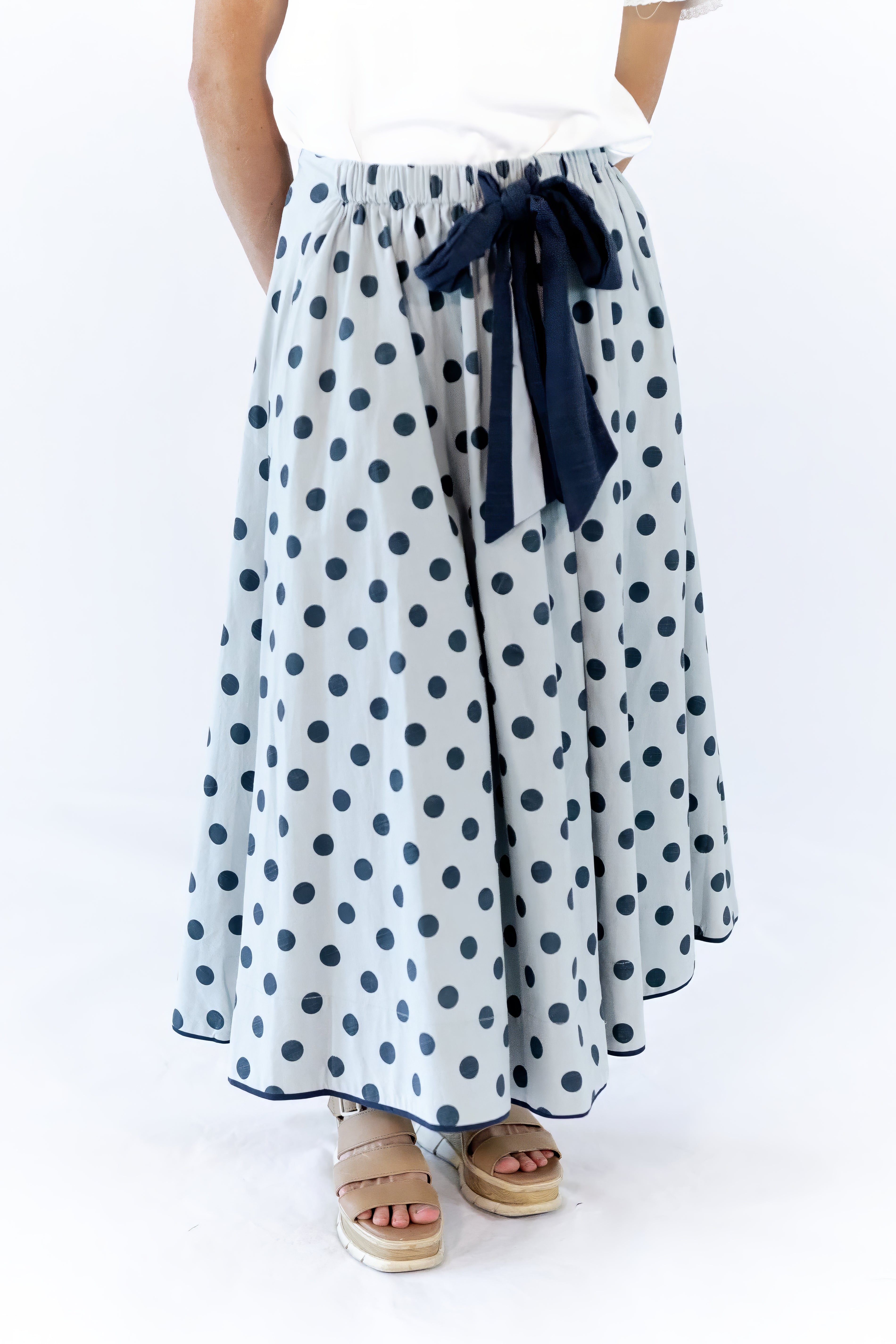 Jenson Polka Dot Tie Skirt · Blue